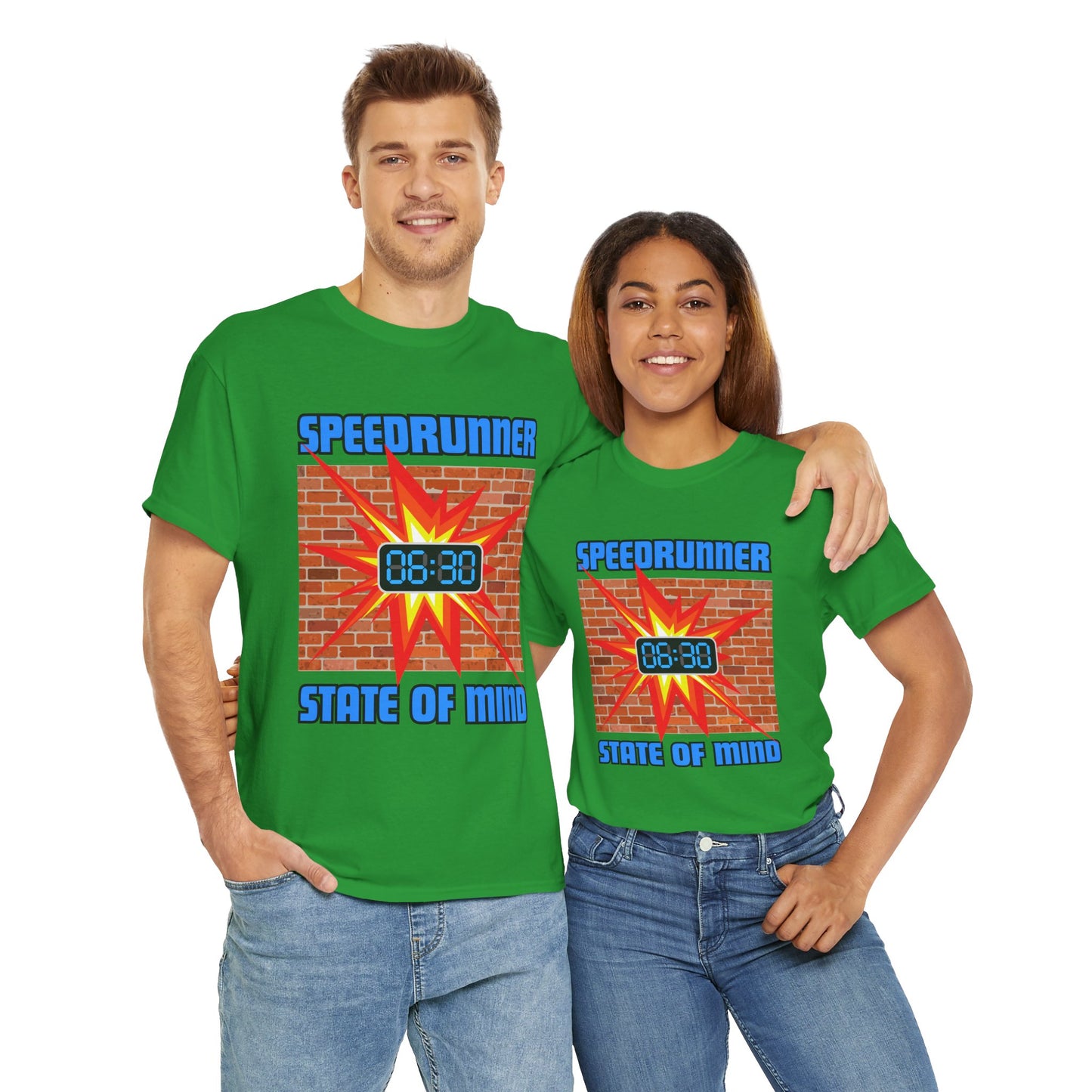 Speedrunner State of Mind Blasting Through Walls Unisex Heavy Cotton Tee - Perfect Gift for Gamers, Gaming, Video Game, Geek, Nerd