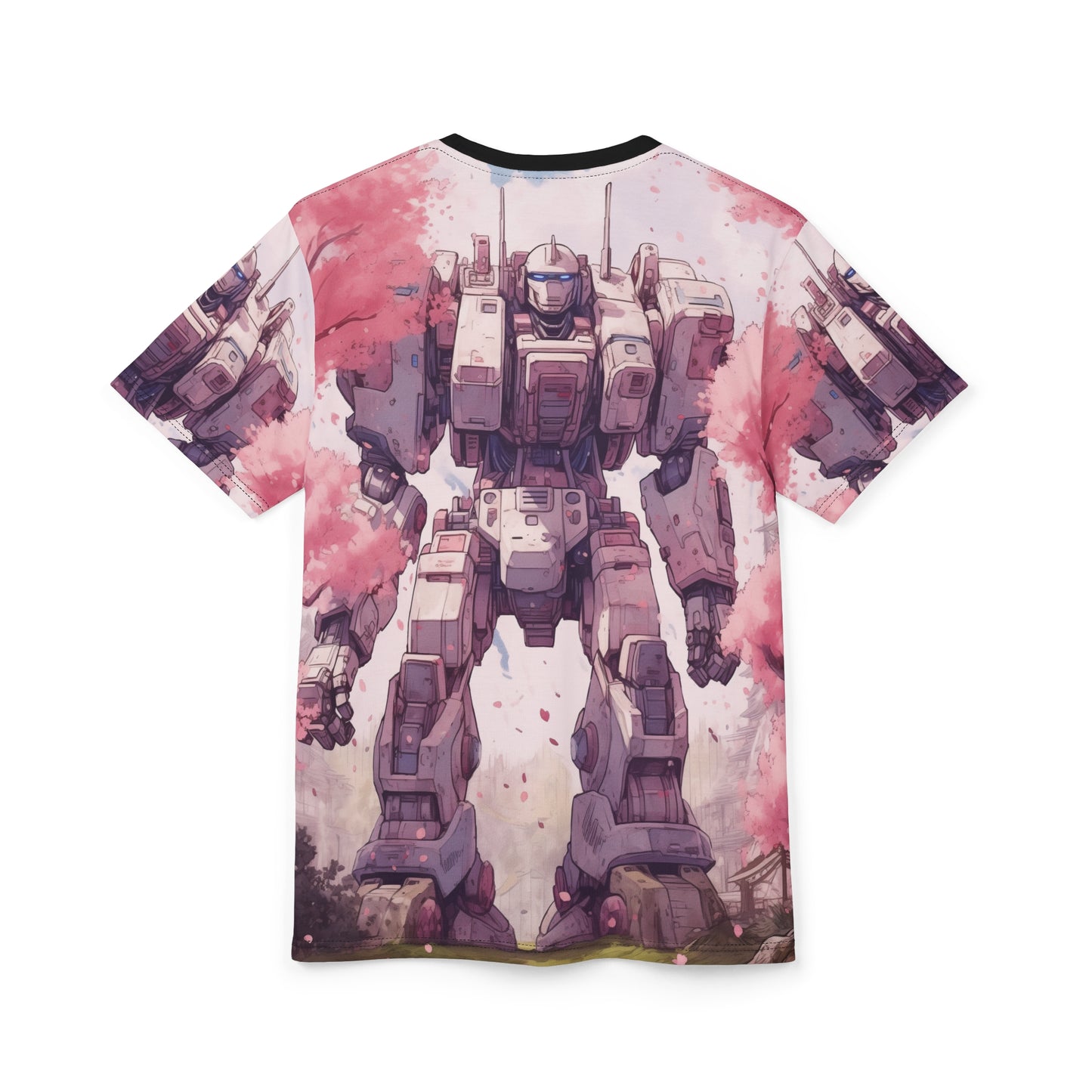 Cherry Blossom Mecha Anime Robot Graphic Unisex Tee - Vintage Mecha Design, Science, Tech, Sci-Fi, Weeb, Otaku, Geek, Nerd