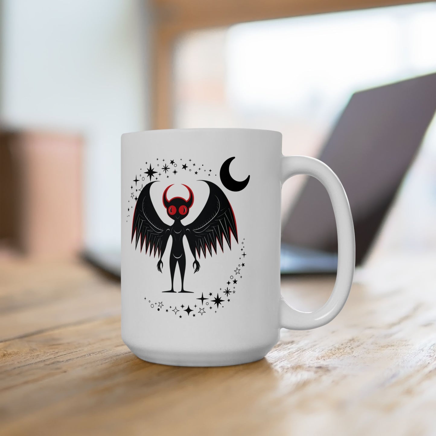Funny Motivational Ceramic Mug - "Mothman Believes in You!" - Custom Design, Ideal Gift for Inspiration & Encouragement, Horror, Scary, Halloween, Geek, Nerd