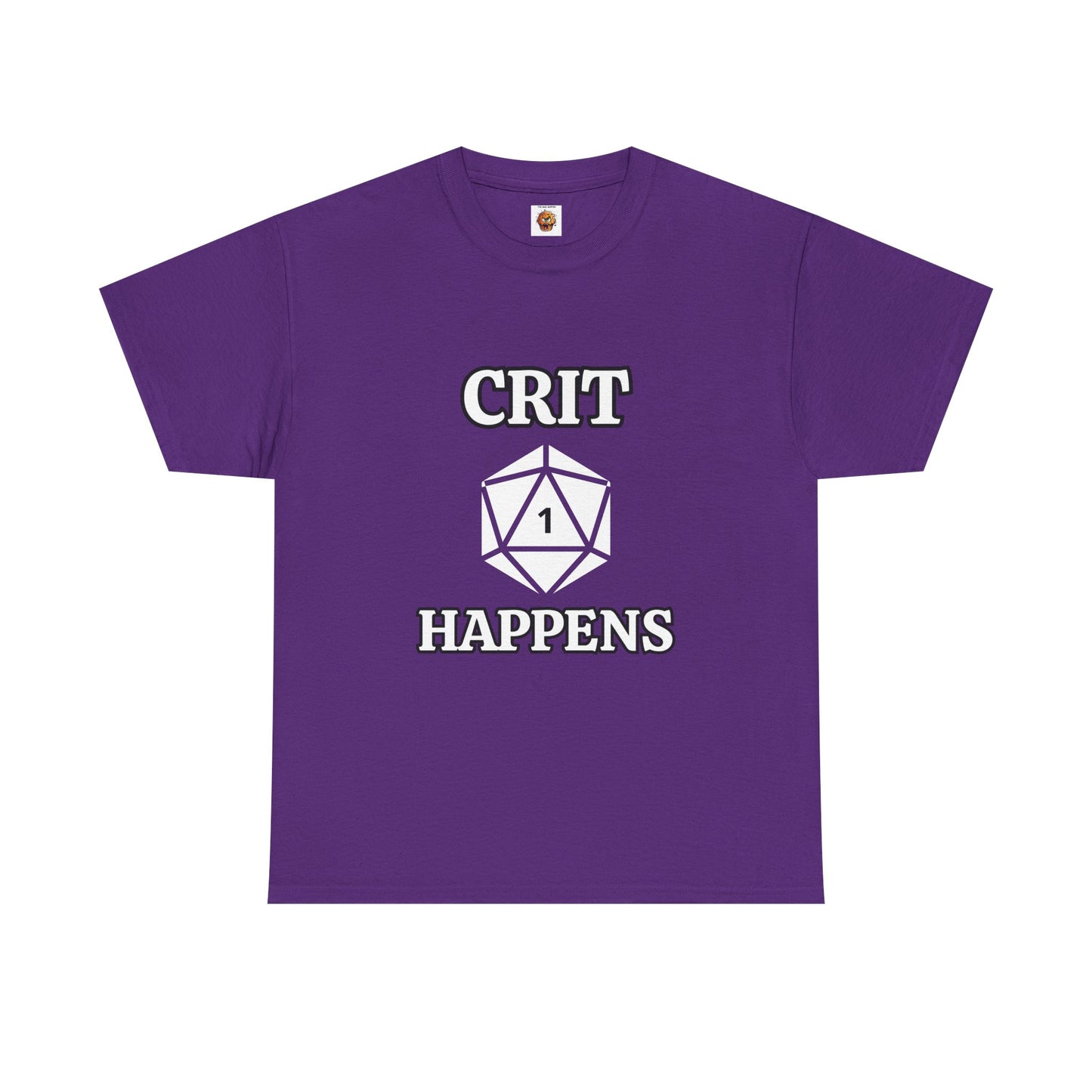 'Crit Happens' D20 Gaming Humor Tee, Unisex Graphic T-Shirt for Gamers, Funny D&D Apparel, Gift for RPG Players, Casual Wear for Game Nights, DND, RPG, TTRPG, Geek, Nerd