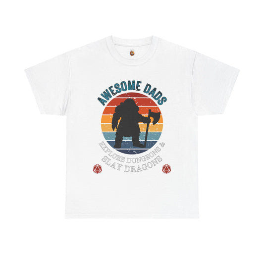 Awesome Dads Dungeons and Dragons DND Unisex Heavy Cotton Tee Shirt - Father's Day, Birthday, RPG, TTRPG, Roleplaying, Geek, Nerd