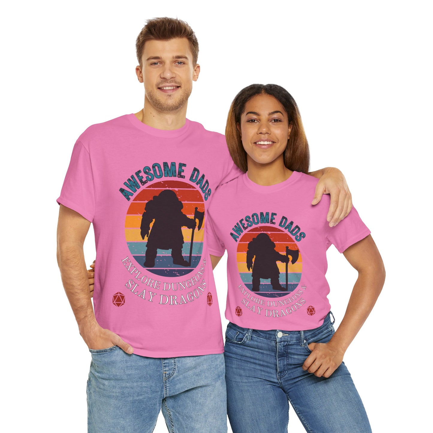 Awesome Dads Dungeons and Dragons DND Unisex Heavy Cotton Tee Shirt - Father's Day, Birthday, RPG, TTRPG, Roleplaying, Geek, Nerd