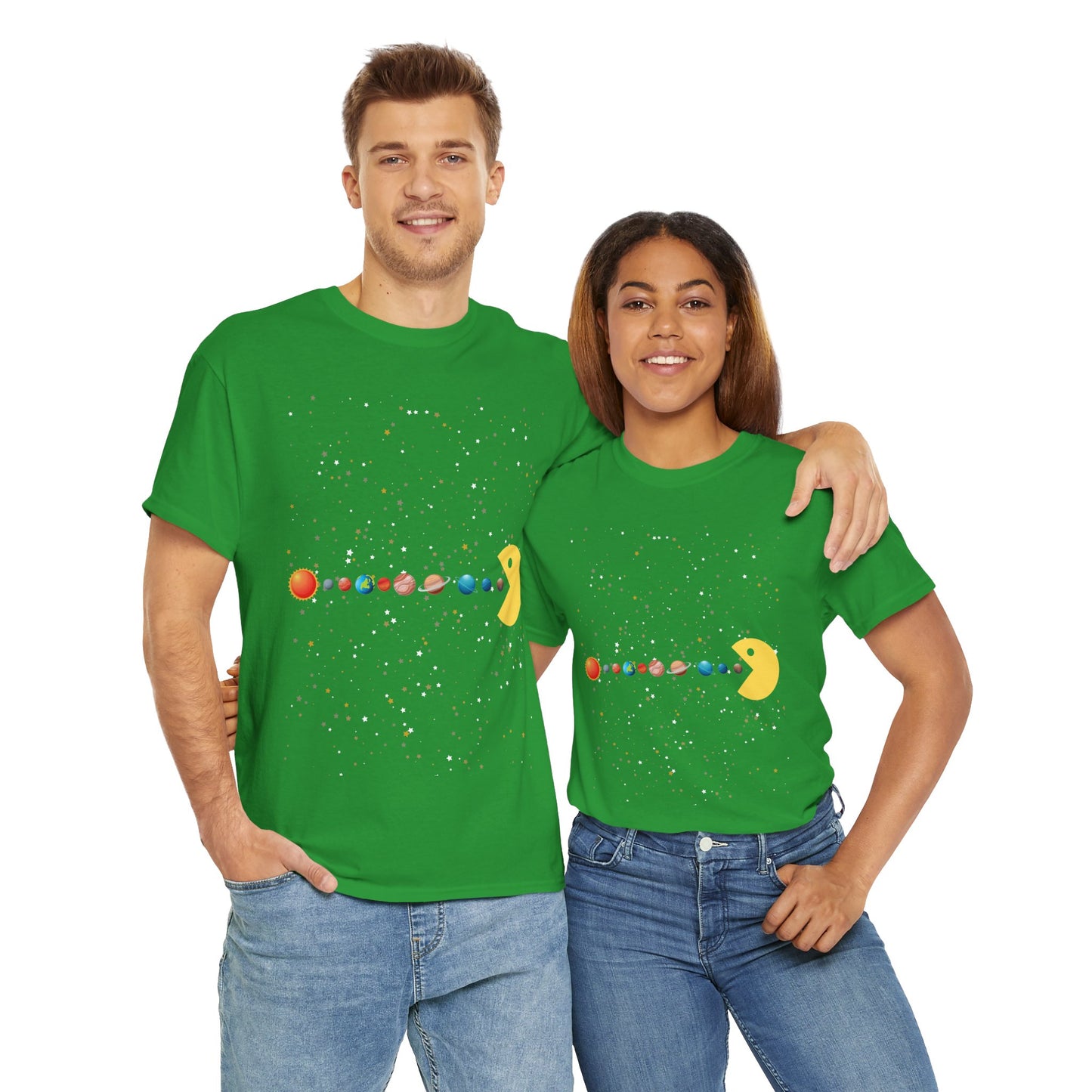 Funny Cute Galaxy Solar System Retro Video Game Unisex Heavy Cotton Tee - Gamer Shirt, Gaming, Space, Geek, Nerd
