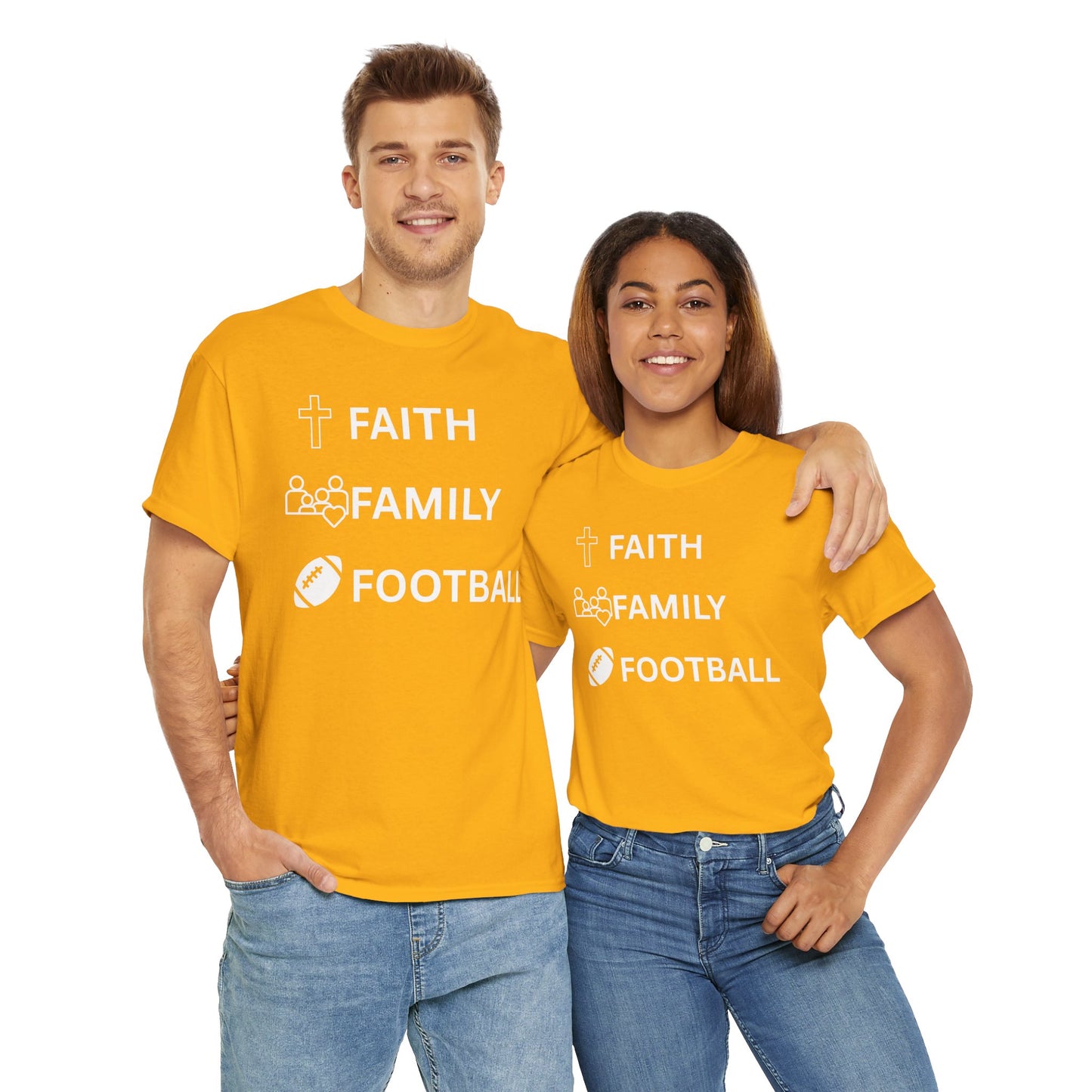 Faith, Family, Football Unisex Comfortable Cotton Tee for Casual Days, Gift for Friends, Weekend Wear, Relaxed Style, Unisex Graphic Tee