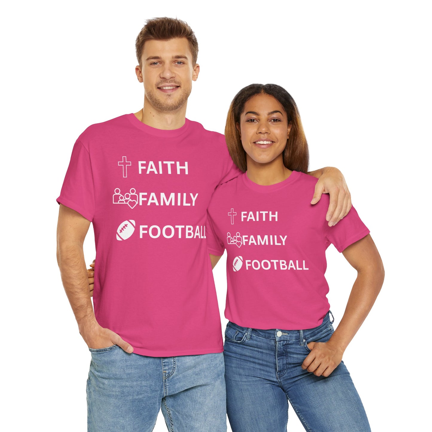 Faith, Family, Football Unisex Comfortable Cotton Tee for Casual Days, Gift for Friends, Weekend Wear, Relaxed Style, Unisex Graphic Tee