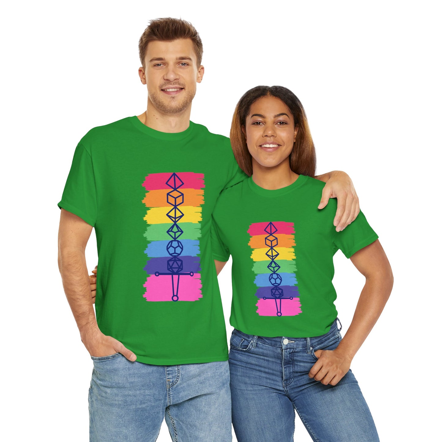 Safe Space Pride Month Rainbow Sword Dungeons and Dragons DND Unisex Heavy Cotton Tee Shirt T-Shirt - RPG, TTRPG, Roleplaying, Geek, Nerd