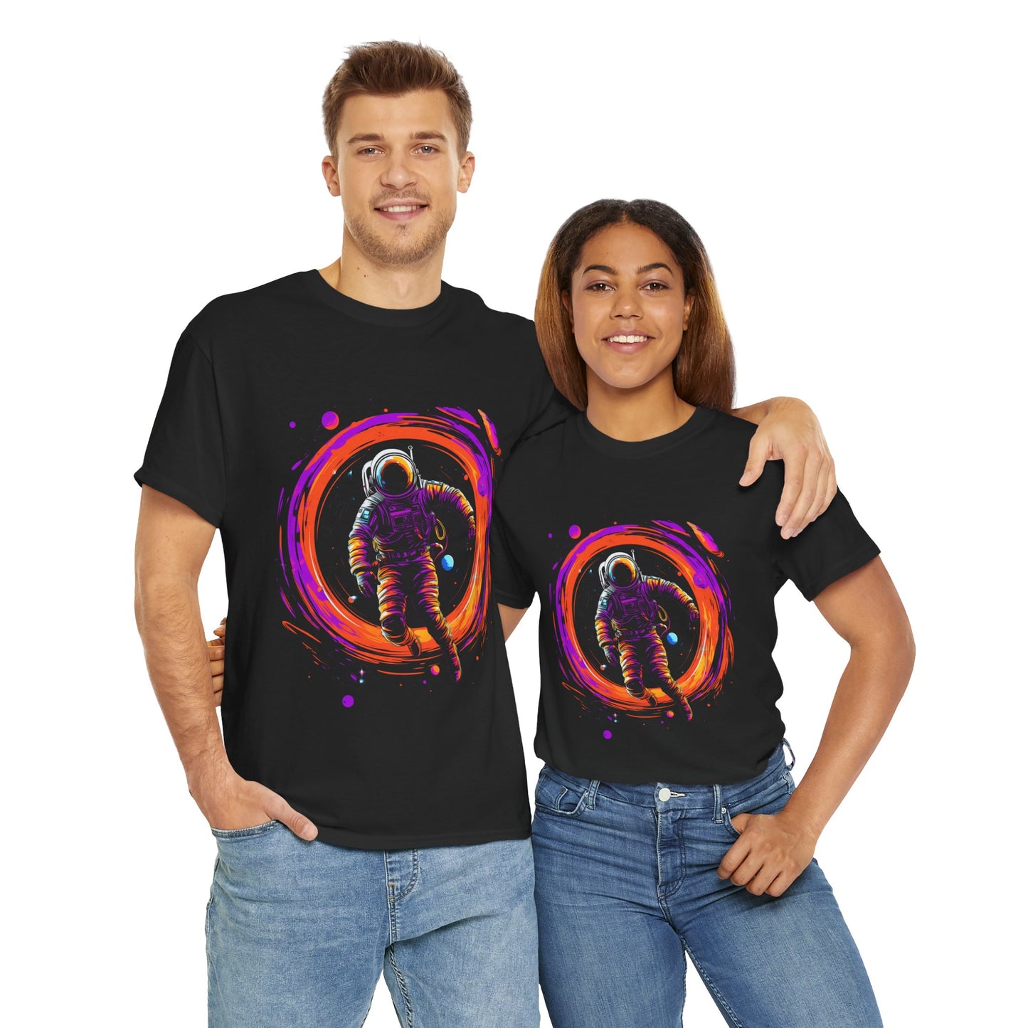 Cosmic Astronaut Space Vortex Unisex Heavy Cotton Tee - Vector Art T-Shirt, Science, Tech, Sci-Fi, Geek, Nerd