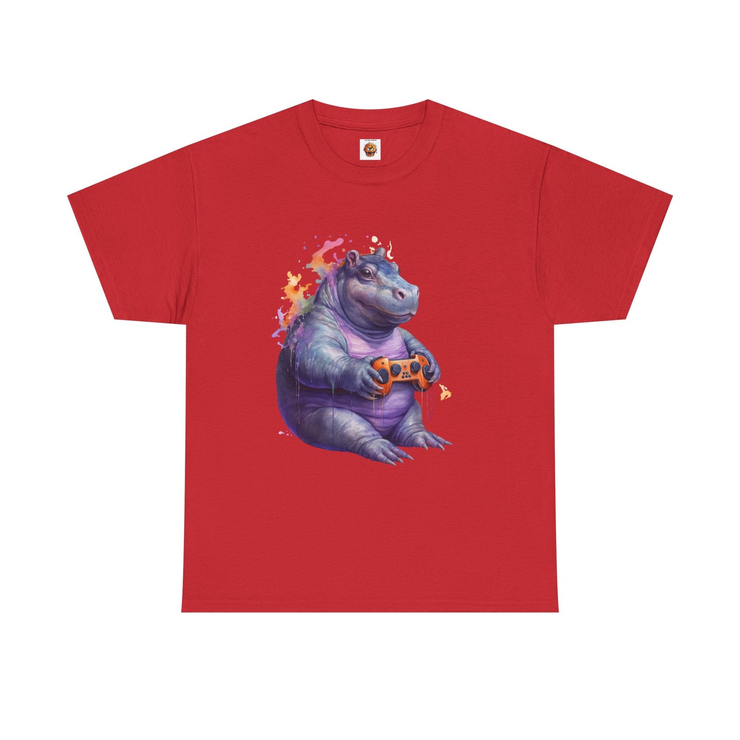 Cute Kawaii Gaming Pygmy Hippo Unisex Heavy Cotton Tee - Fun and Quirky Shirt for Gamers, Video Game, Girl, Anime, Weeb, Otaku, Moo Deng, Thailand