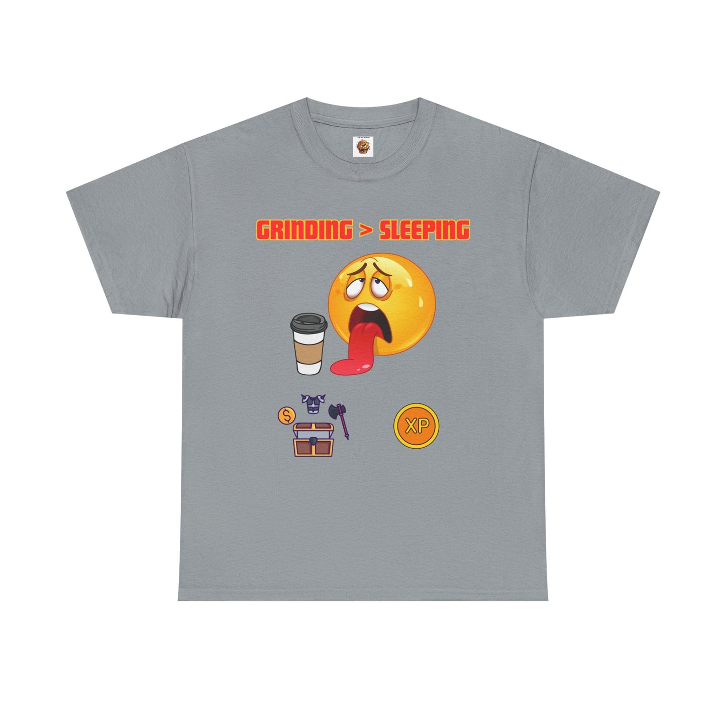 Grinding > Sleeping Unisex Heavy Cotton Tee - Funny Graphic T-Shirt for Gamers and Coffee Lovers, Gaming, Video Game, Geek, Nerd, RPG