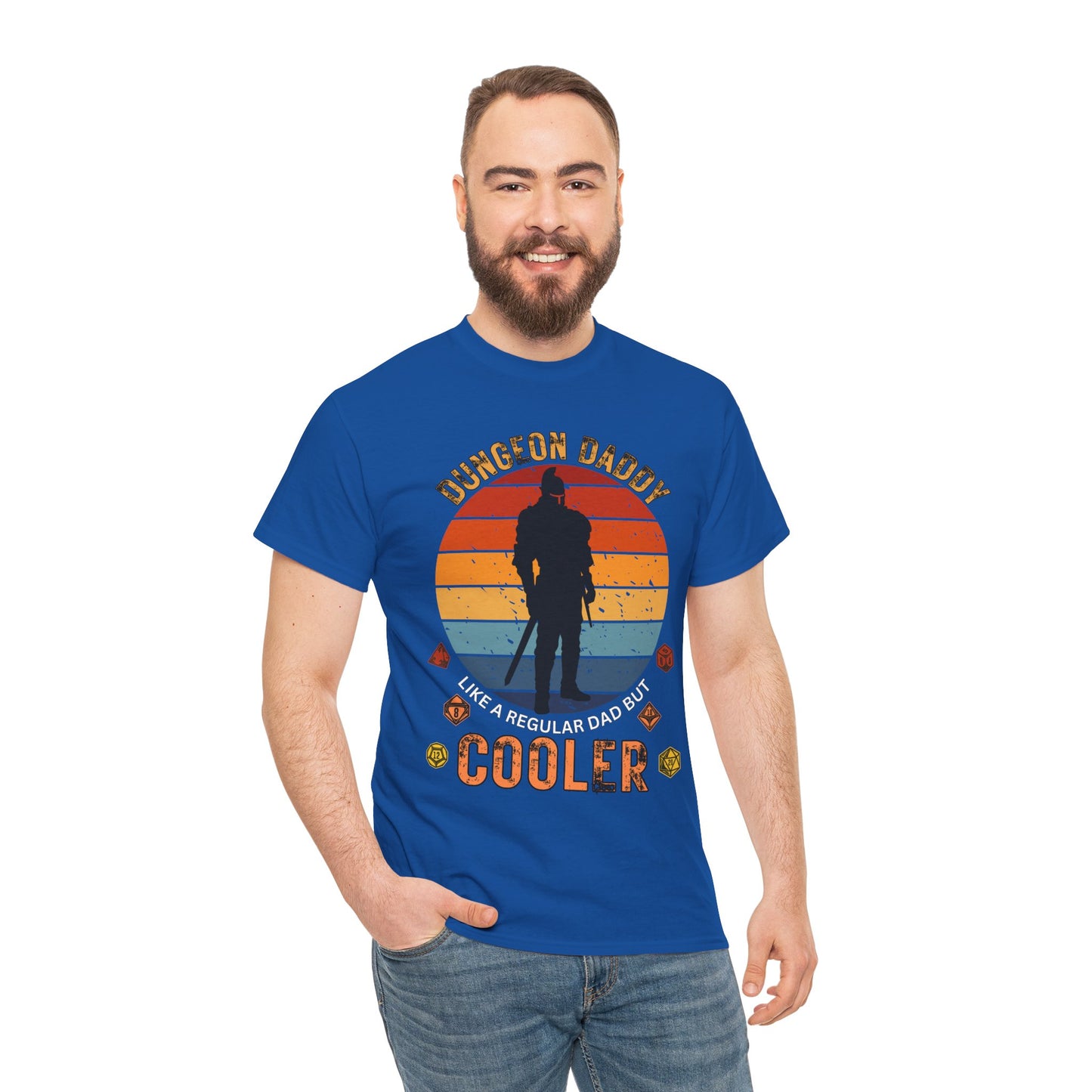 Dungeon Daddy Dungeons and Dragons DND Unisex Heavy Cotton Tee Shirt T-Shirt - Perfect for Dads, RPG, TTRPG, Roleplaying, Geek, Nerd