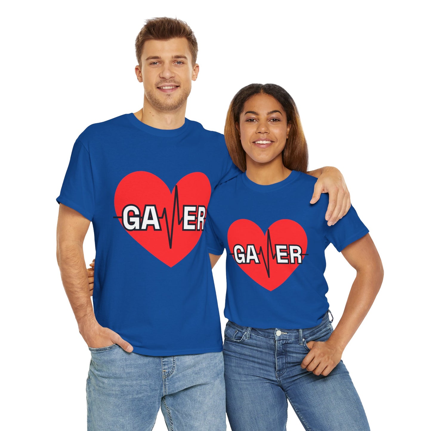 Gamer Heartbeat Lifeline Unisex Heavy Cotton Tee Shirt - Perfect for Gaming Lovers, Video Game, Geek, Nerd, Cardiogram