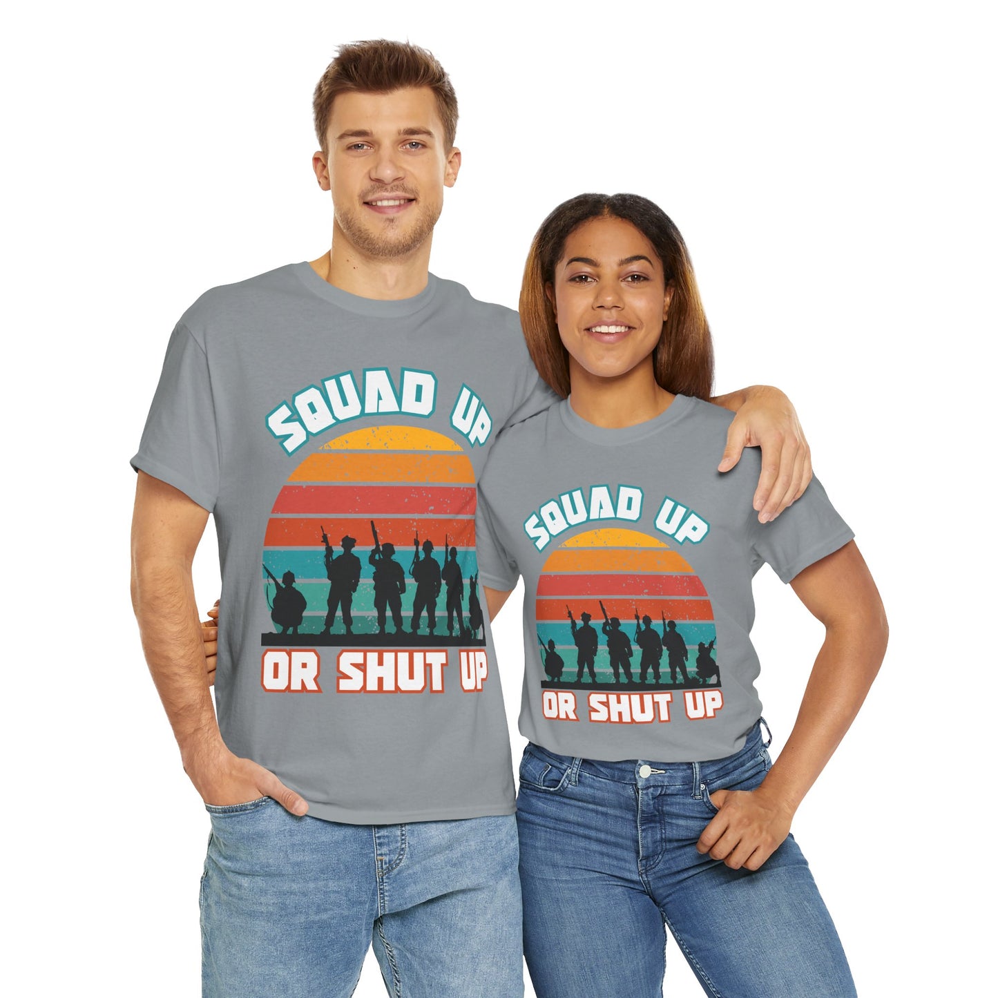 Squad Up Military Unisex Heavy Cotton Tee Shirt - Gamer, Gaming Graphic T-Shirt for Friends, Parties, and Casual Wear, Geek, Nerd