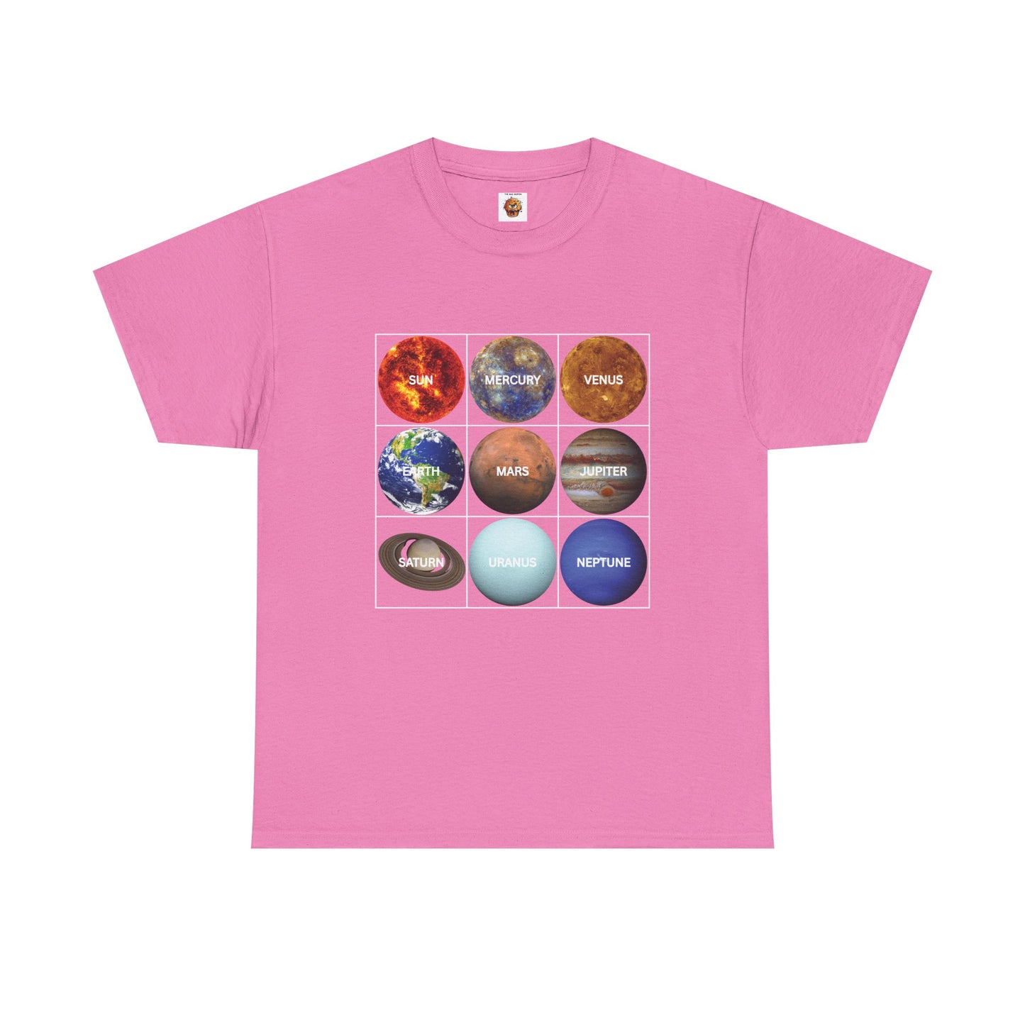 Cosmic Planet Solar System Graphic Tee Shirt- Unisex Heavy Cotton T-Shirt, Sun, Space, Galactic, Science, Geek, Nerd