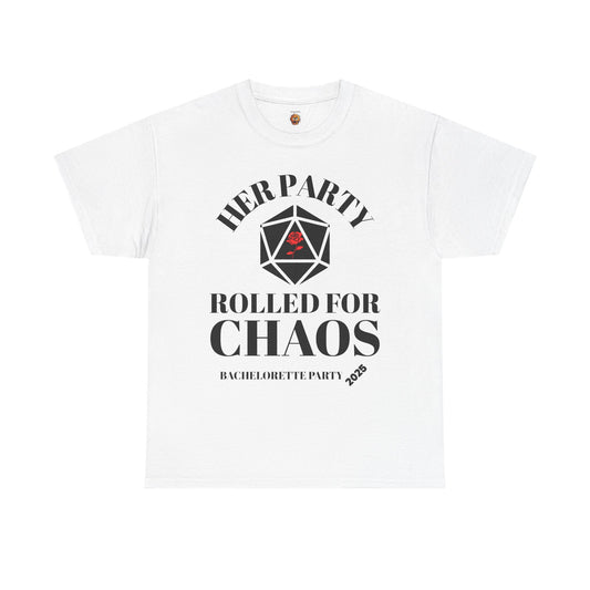 Rolled For Chaos Bachelorette Party 2025 Tee - Unisex Heavy Cotton Shirt, Weeding, Engagement, D&D, DND, RPG, TTRPG, Geek, Nerd