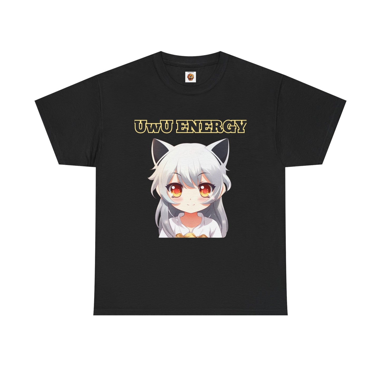 Cute Anime 'UwU ENERGY' Cat Girl Neko Nekomusume Unisex Heavy Cotton Tee Shirt T-Shirt - Weeb, Otaku, Geek, Nerd