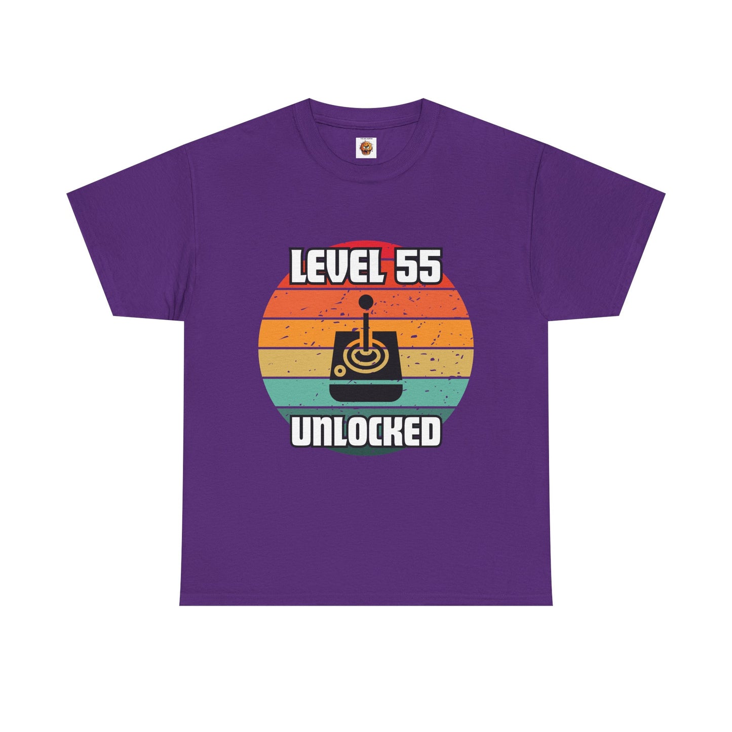 Gaming Level 55 Unlocked Tee - Unisex Heavy Cotton T-Shirt, Video Game, Gamer, Happy Birthday Shirt, Geek, Nerd, Retro