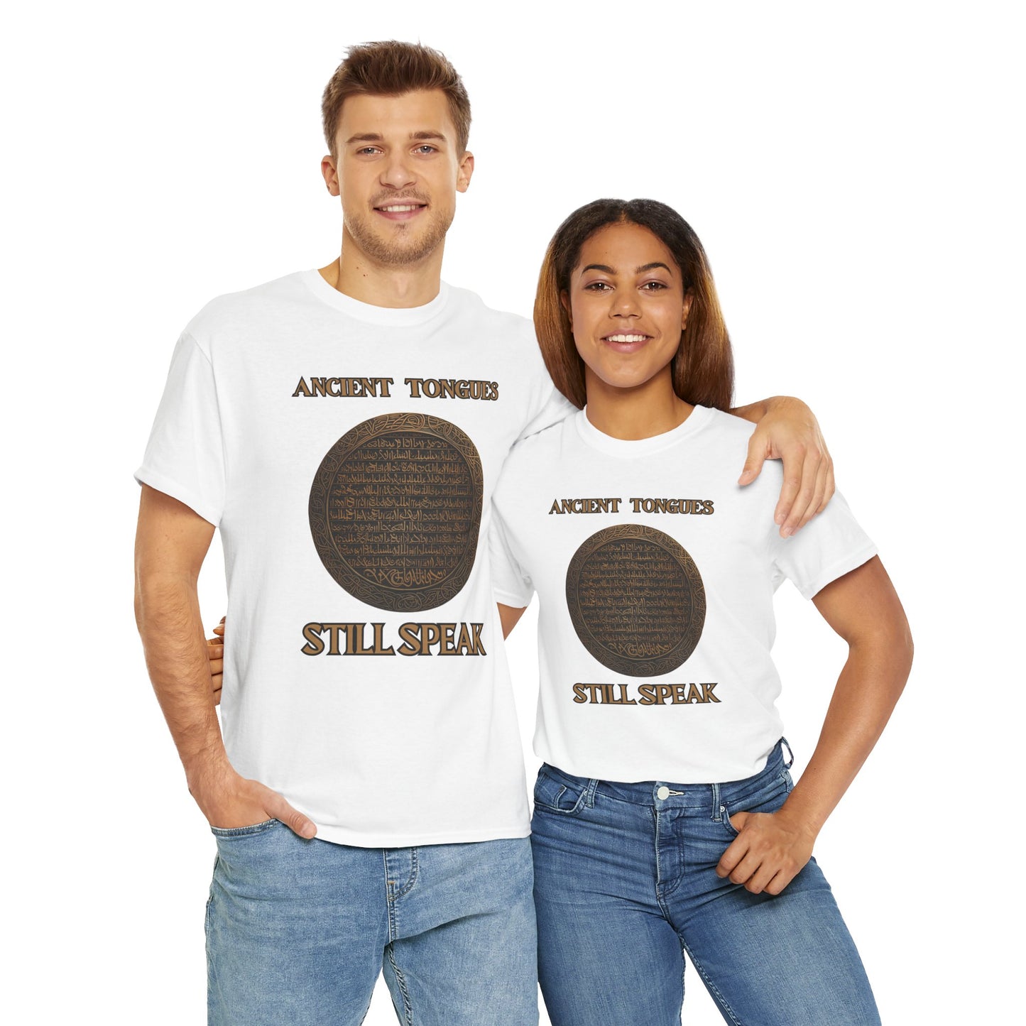 'Ancient Tongues Still Speak' Old Elvish Dwarvish Language Unisex Heavy Cotton Tee, Graphic Tee, Gift for Linguists, Casual Wear, Unique Quote Shirt, DND, RPG, TTRPG, Geek, Nerd