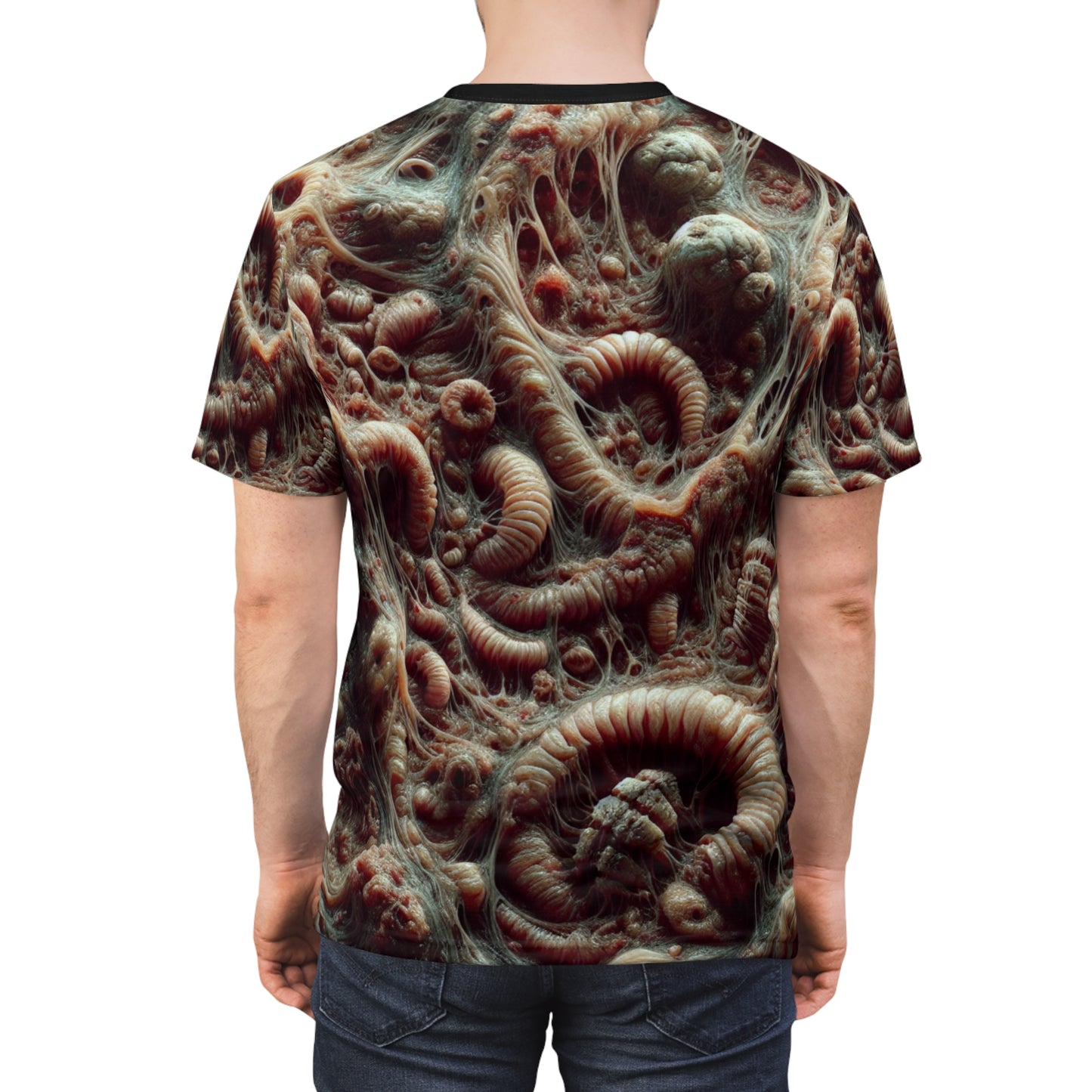 Parasitic Infestation (Body Horror) AOP Unisex Sci-Fi Tee - Intricate Organic Pattern Design, Veins, Boils, Parasites, Worms, Tentacles, Gross, Scary, Creepy, Halloween