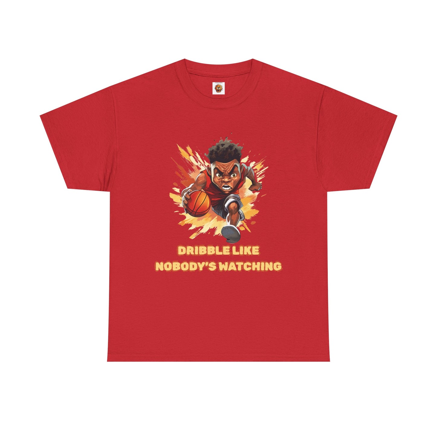 'Dribble Like Nobody's Watching' Basketball Hero Unisex Heavy Cotton Tee, Sports Shirt, Gift for Athletes, Casual Wear, Birthday Present, Basketball Fan Apparel