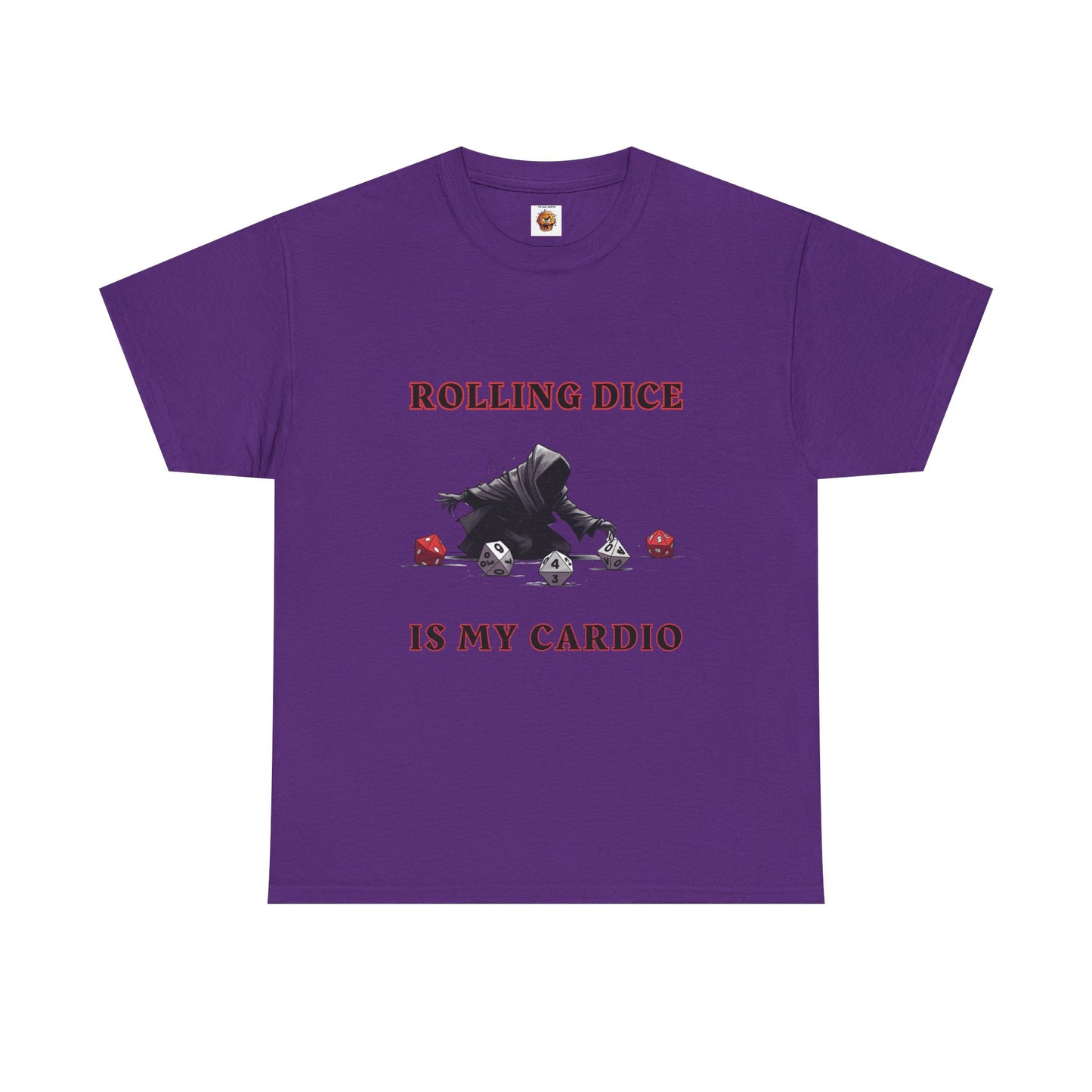 Rolling Dice Is My Cardio Unisex Heavy Cotton Tee Shirt - RPG, TTRPG, Roleplaying Game, Geek, Nerd, D20