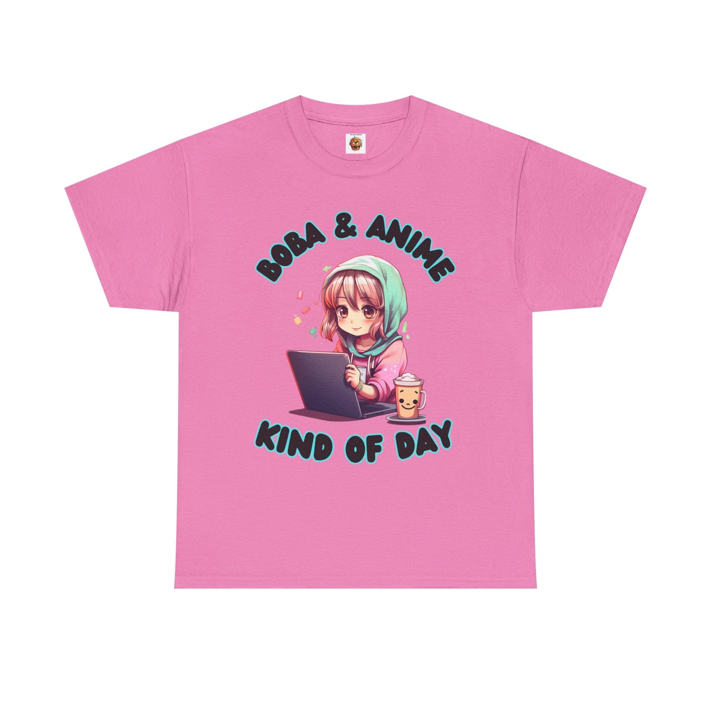 Cute Kawaii Chibi Girl Boba & Anime Unisex Heavy Cotton Tee Shirt T-Shirt - Perfect for Relaxing Days, Weeb, Otaku, Geek, Nerd