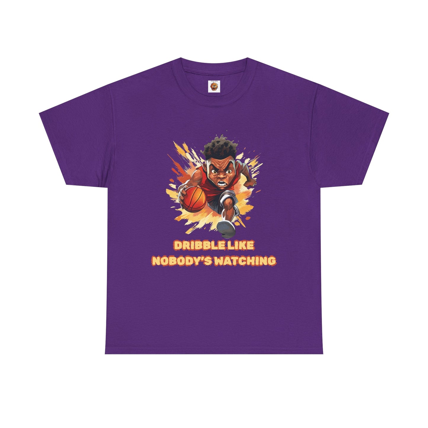 'Dribble Like Nobody's Watching' Basketball Hero Unisex Heavy Cotton Tee, Sports Shirt, Gift for Athletes, Casual Wear, Birthday Present, Basketball Fan Apparel