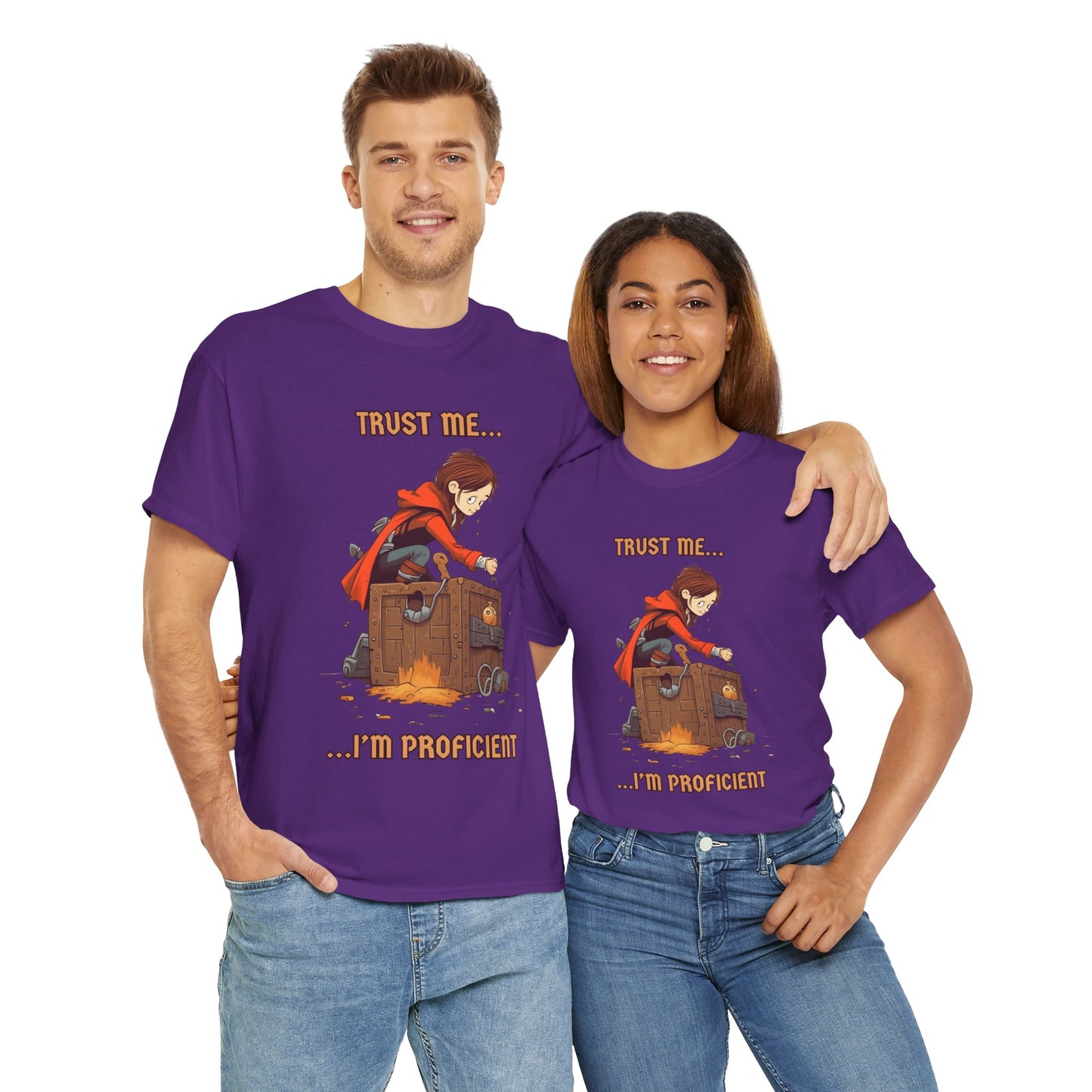 'Trust Me, I'm Proficient' Dungeons and Dragons DND Unisex Heavy Cotton Tee Shirt T-Shirt, RPG, TTRPG, Roleplaying, Geek, Nerd, Rogue, Thief