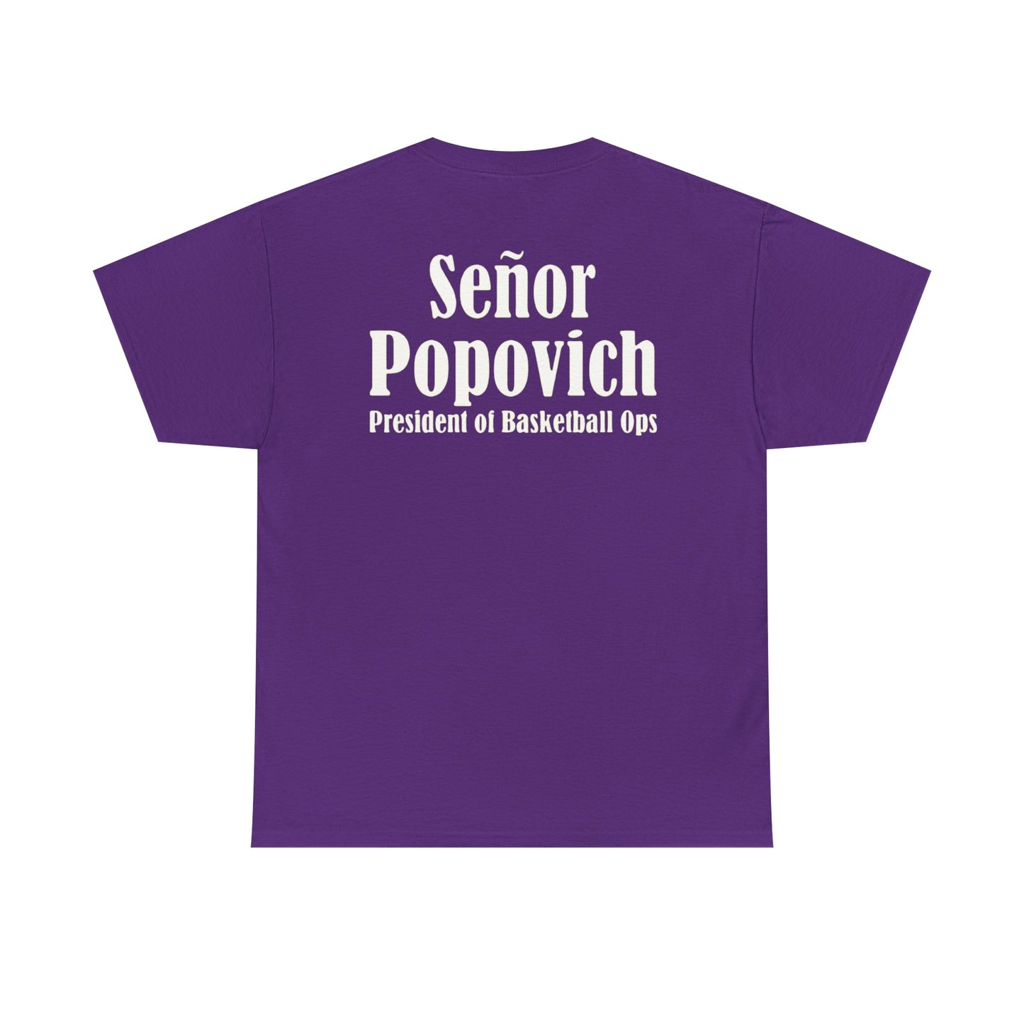 'Señor Popovich' 'El Jefe' Two Double Sided Print Unisex Heavy Cotton Tee - Casual Basketball Culture Shirt, Sports, Coach, T-Shirt
