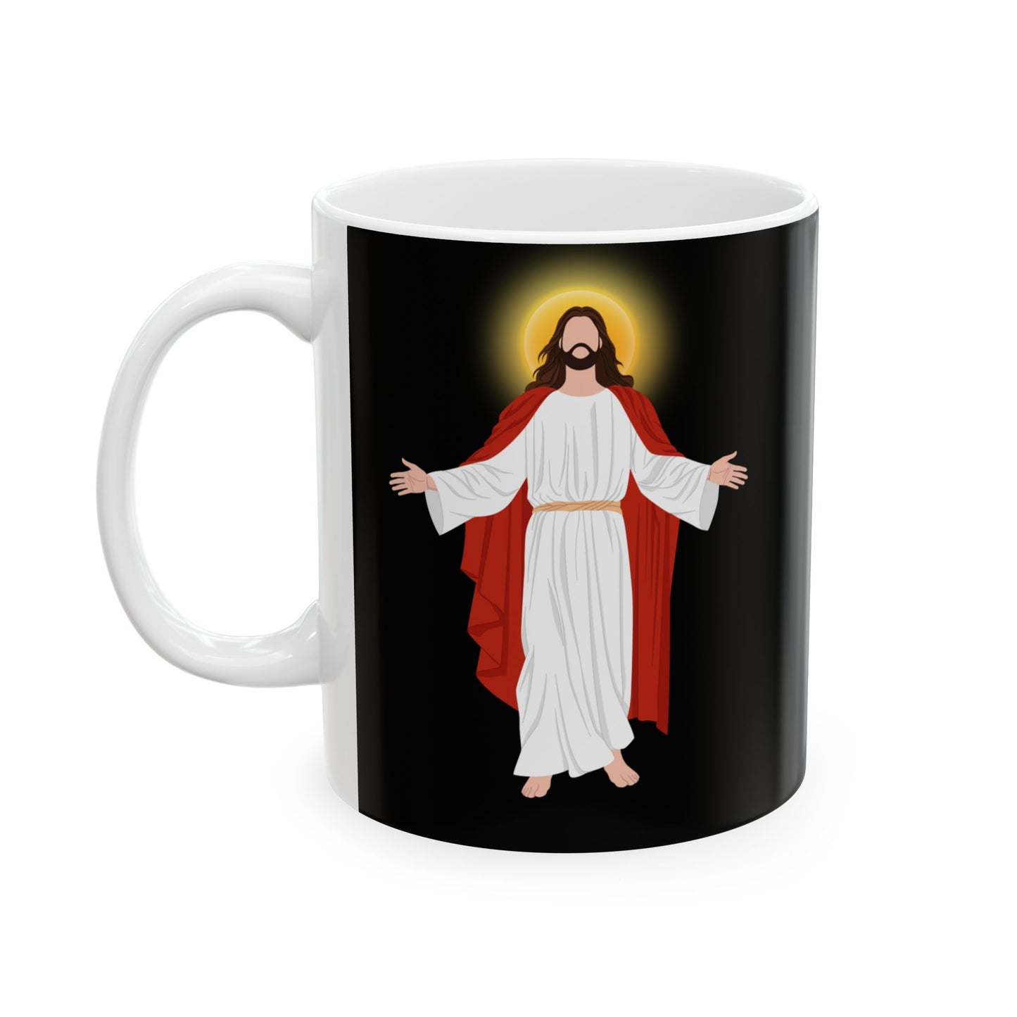 Funny Jesus Gaming Mug - Roll for Damage - Perfect Gift for Gamers, D&D, DND, RPG, TTRPG, Roleplaying, Geek, Nerd