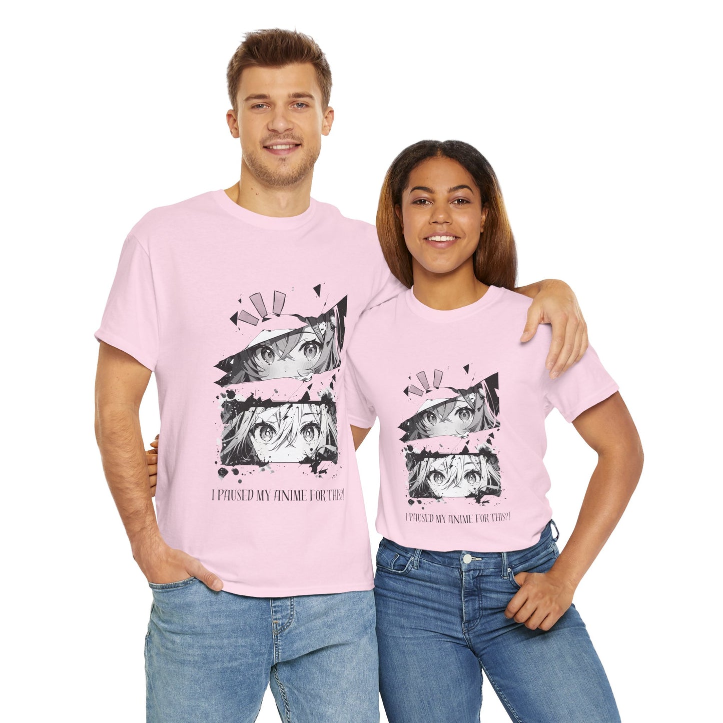 Anime Lover Unisex Heavy Cotton Tee Shirt TY-Shirt - "I Paused My Anime For This!" - Cute, Kawaii, Girl, Geek, Nerd
