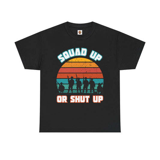 Squad Up Military Unisex Heavy Cotton Tee Shirt - Gamer, Gaming Graphic T-Shirt for Friends, Parties, and Casual Wear, Geek, Nerd