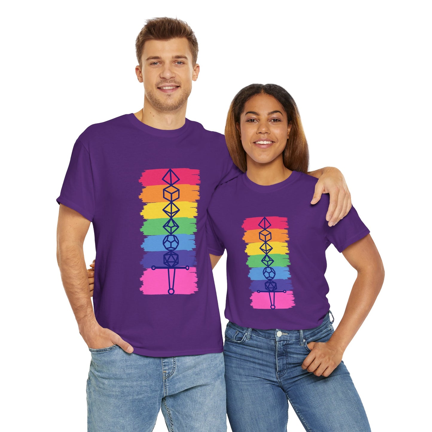 Safe Space Pride Month Rainbow Sword Dungeons and Dragons DND Unisex Heavy Cotton Tee Shirt T-Shirt - RPG, TTRPG, Roleplaying, Geek, Nerd