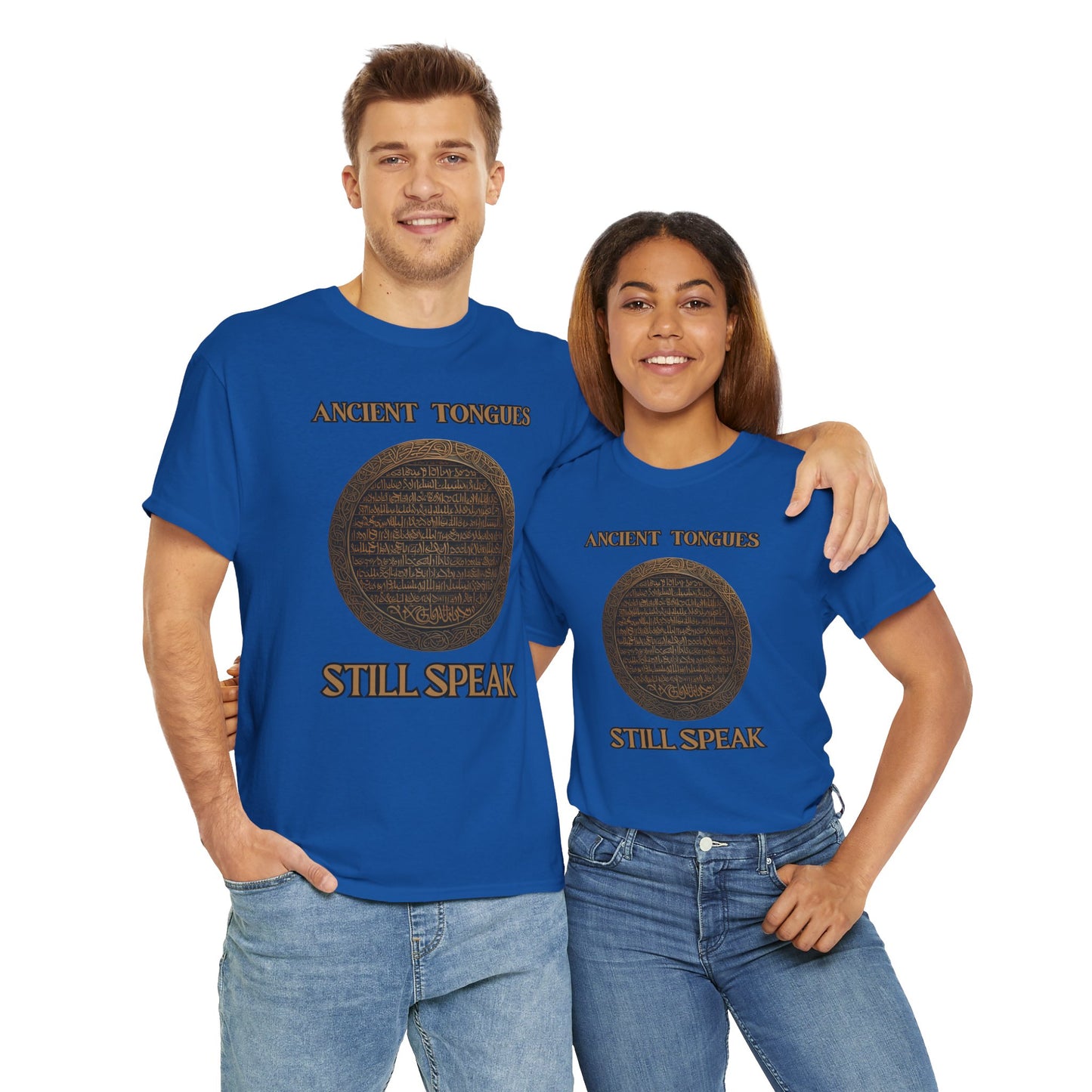 'Ancient Tongues Still Speak' Old Elvish Dwarvish Language Unisex Heavy Cotton Tee, Graphic Tee, Gift for Linguists, Casual Wear, Unique Quote Shirt, DND, RPG, TTRPG, Geek, Nerd