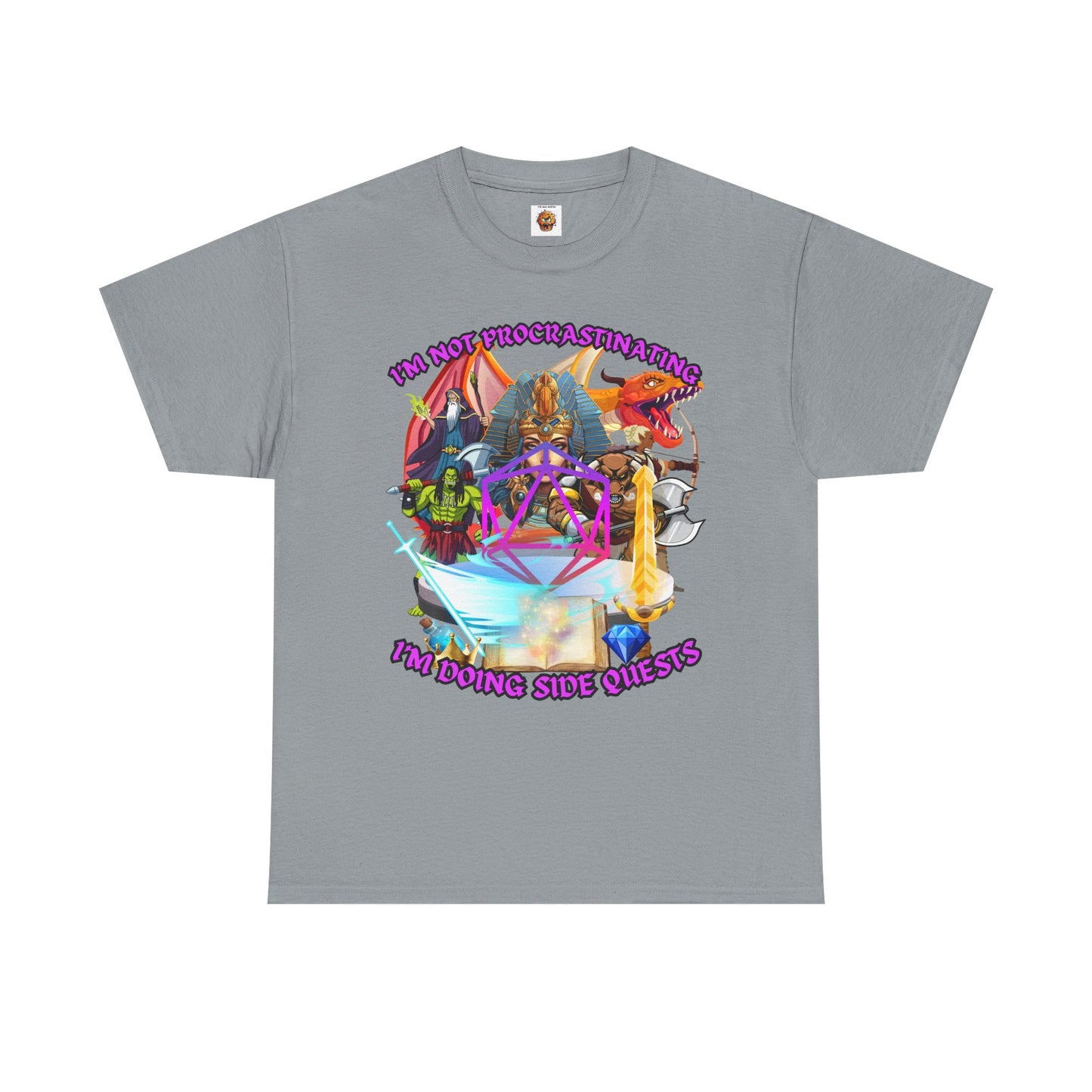 Quirky Funny Graphic Tee - "I'm Not Procrastinating, I'm Doing Side Quests" - Fun Gift for Gamers, Cozy Casual Wear, Summer Vibes, DND, RPG, TTRPG, Geek, Nerd