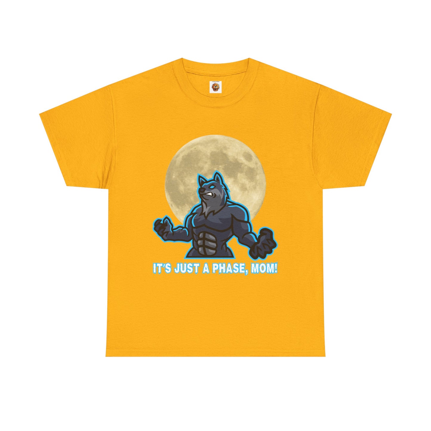 'It's Just A Phase, Mom!' Moon & Werewolf Graphic Tee Shirt T-Shirt – Perfect for Teenagers and Moms! Funny, Horror, Scary, Gothic, Halloween, Geek, Nerd