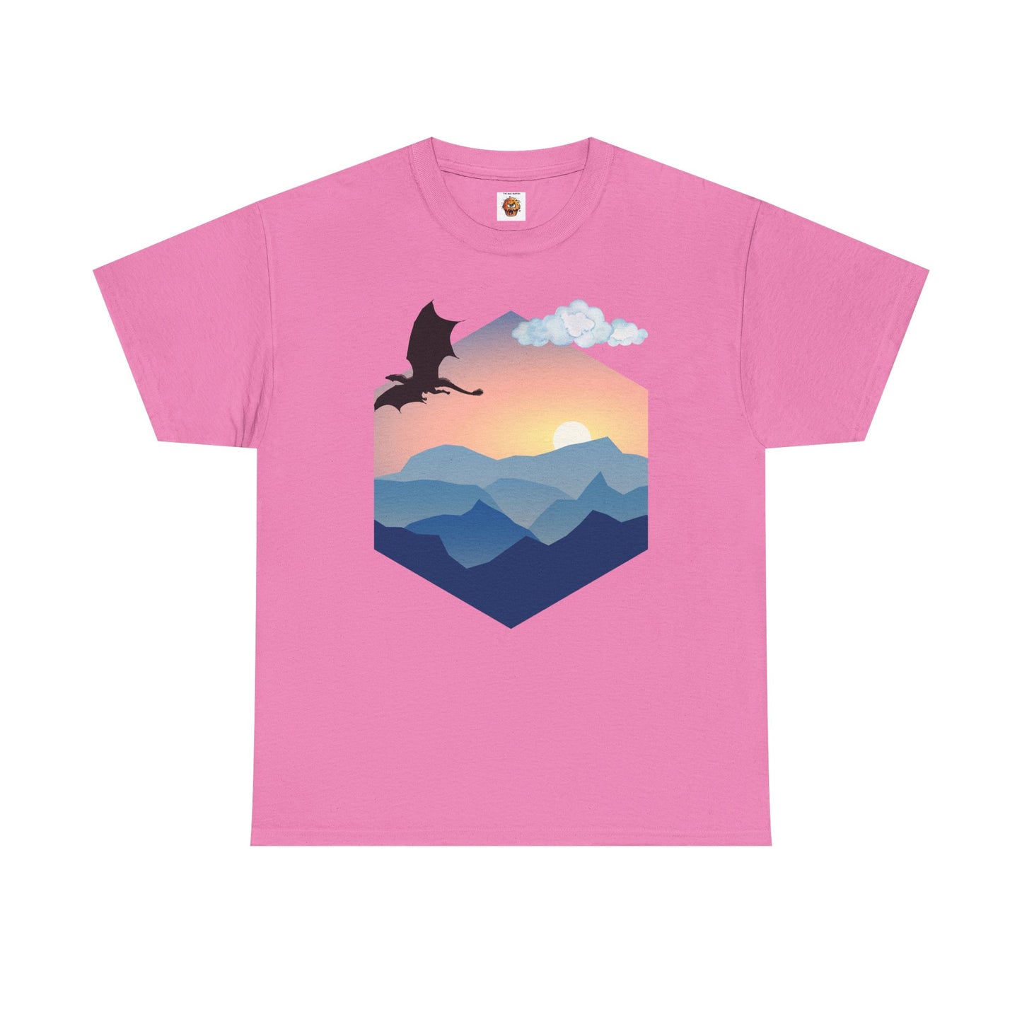 Flying Dragon Adventure Dungeons and Dragons DND Unisex Heavy Cotton Tee Shirt - Fantasy Mountain Design, RPG, TTRPG, Roleplaying, Geek, Nerd
