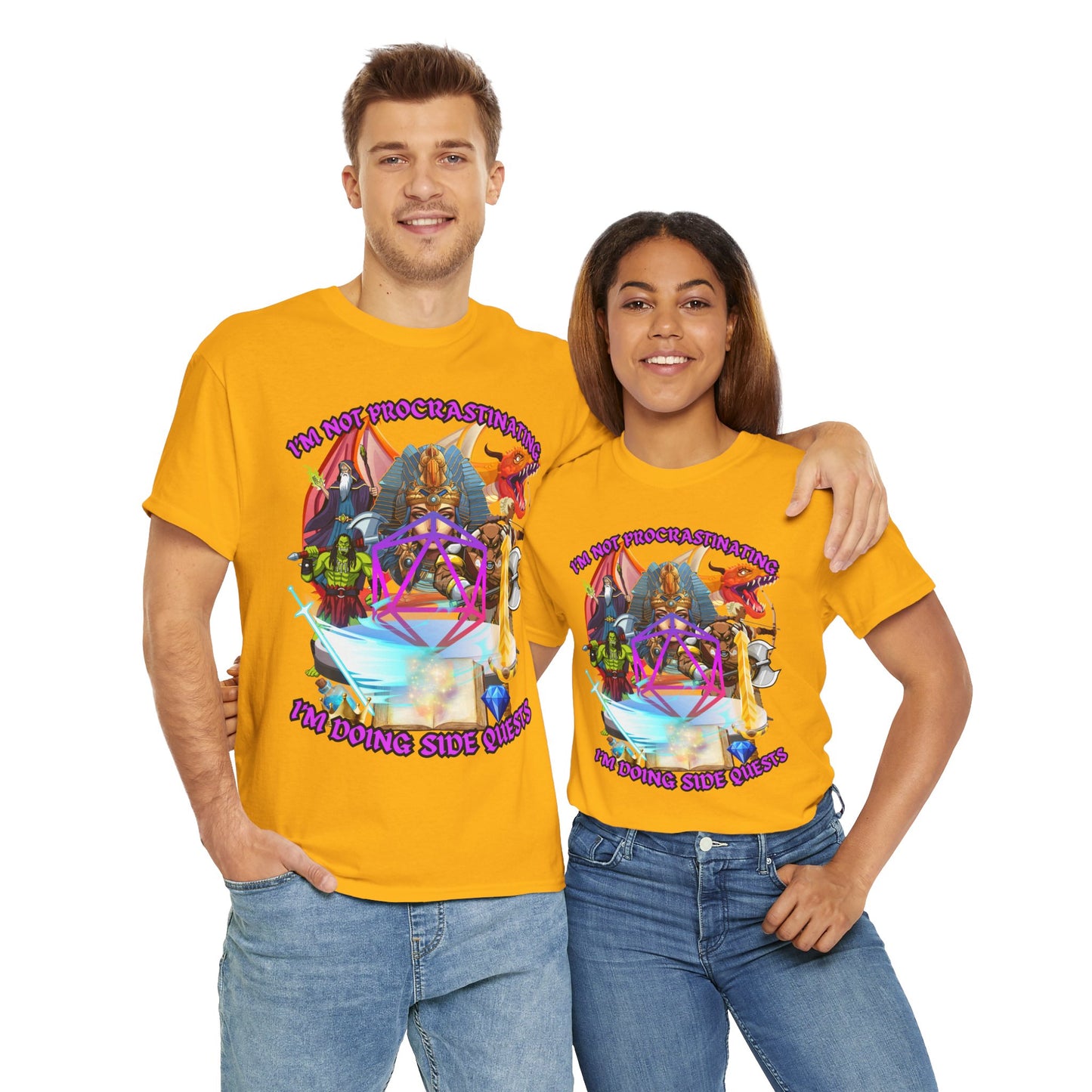 Quirky Funny Graphic Tee - "I'm Not Procrastinating, I'm Doing Side Quests" - Fun Gift for Gamers, Cozy Casual Wear, Summer Vibes, DND, RPG, TTRPG, Geek, Nerd