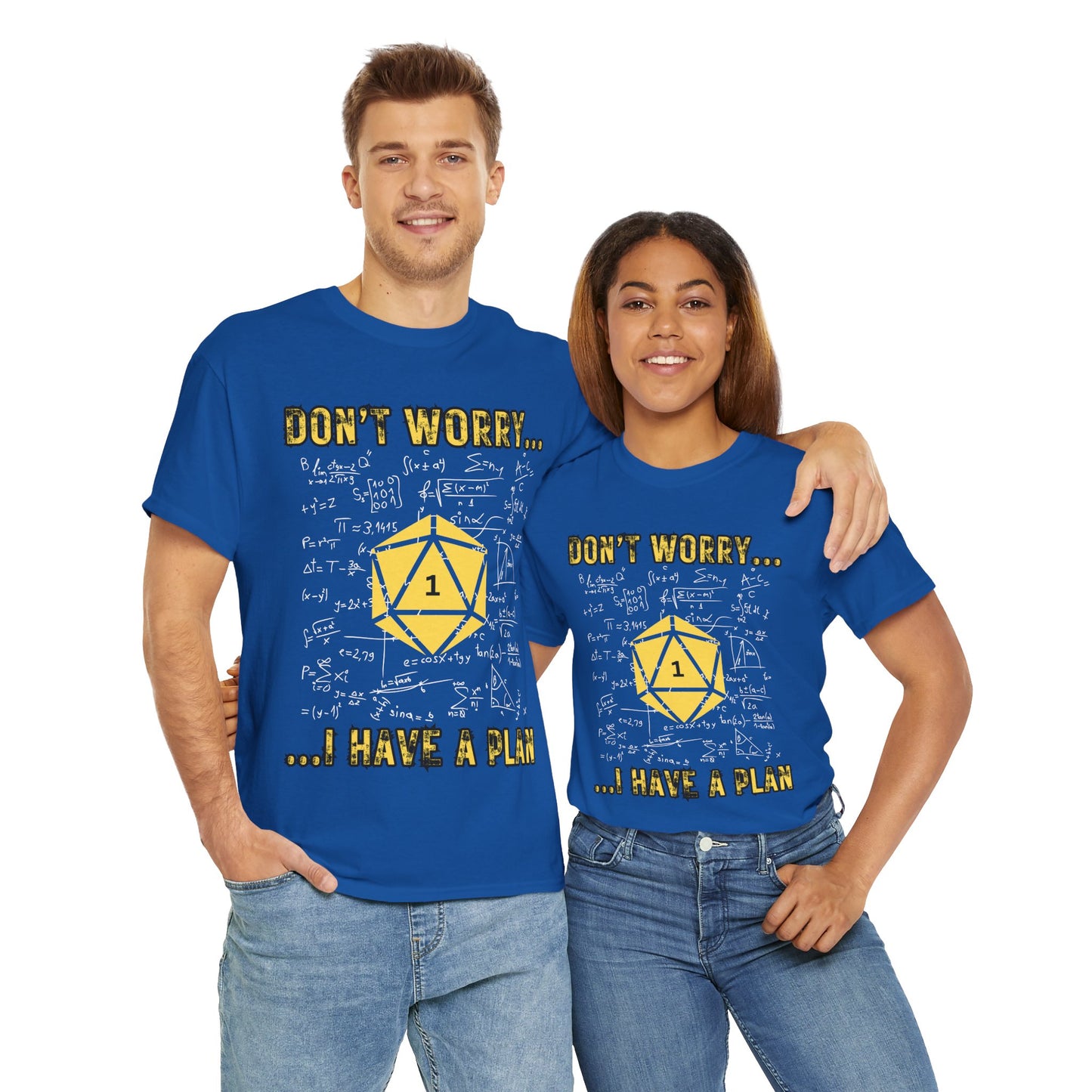 Funny Math Dungeons and Dragons DND Unisex Heavy Cotton Tee Shirt - "Don't Worry... I Have a Plan", T-Shirt, RPG, TTRPG, Roleplaying, Geek, Nerd