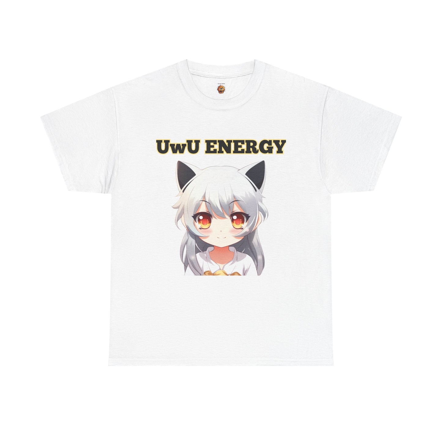 Cute Anime 'UwU ENERGY' Cat Girl Neko Nekomusume Unisex Heavy Cotton Tee Shirt T-Shirt - Weeb, Otaku, Geek, Nerd