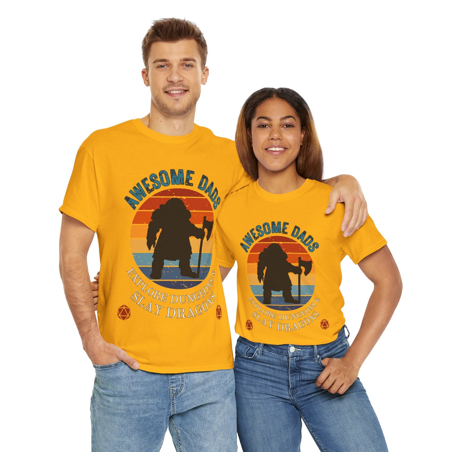 Awesome Dads Dungeons and Dragons DND Unisex Heavy Cotton Tee Shirt - Father's Day, Birthday, RPG, TTRPG, Roleplaying, Geek, Nerd