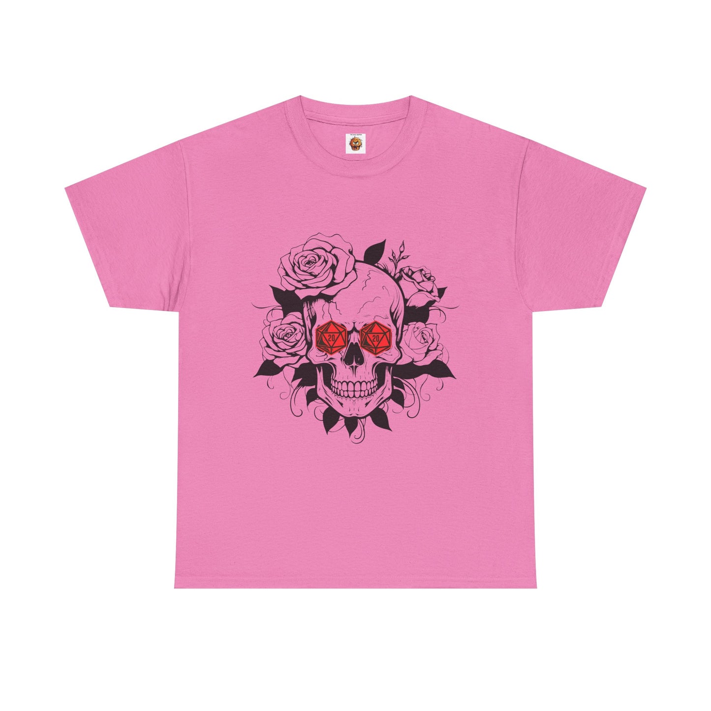 Gothic Floral Skull D20 Dungeons and Dragons DND Unisex Heavy Cotton Tee Shirt - RPG, TTRPG, Roleplaying, Geek, Nerd
