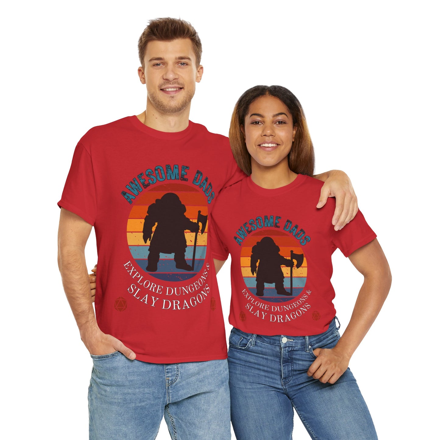 Awesome Dads Dungeons and Dragons DND Unisex Heavy Cotton Tee Shirt - Father's Day, Birthday, RPG, TTRPG, Roleplaying, Geek, Nerd