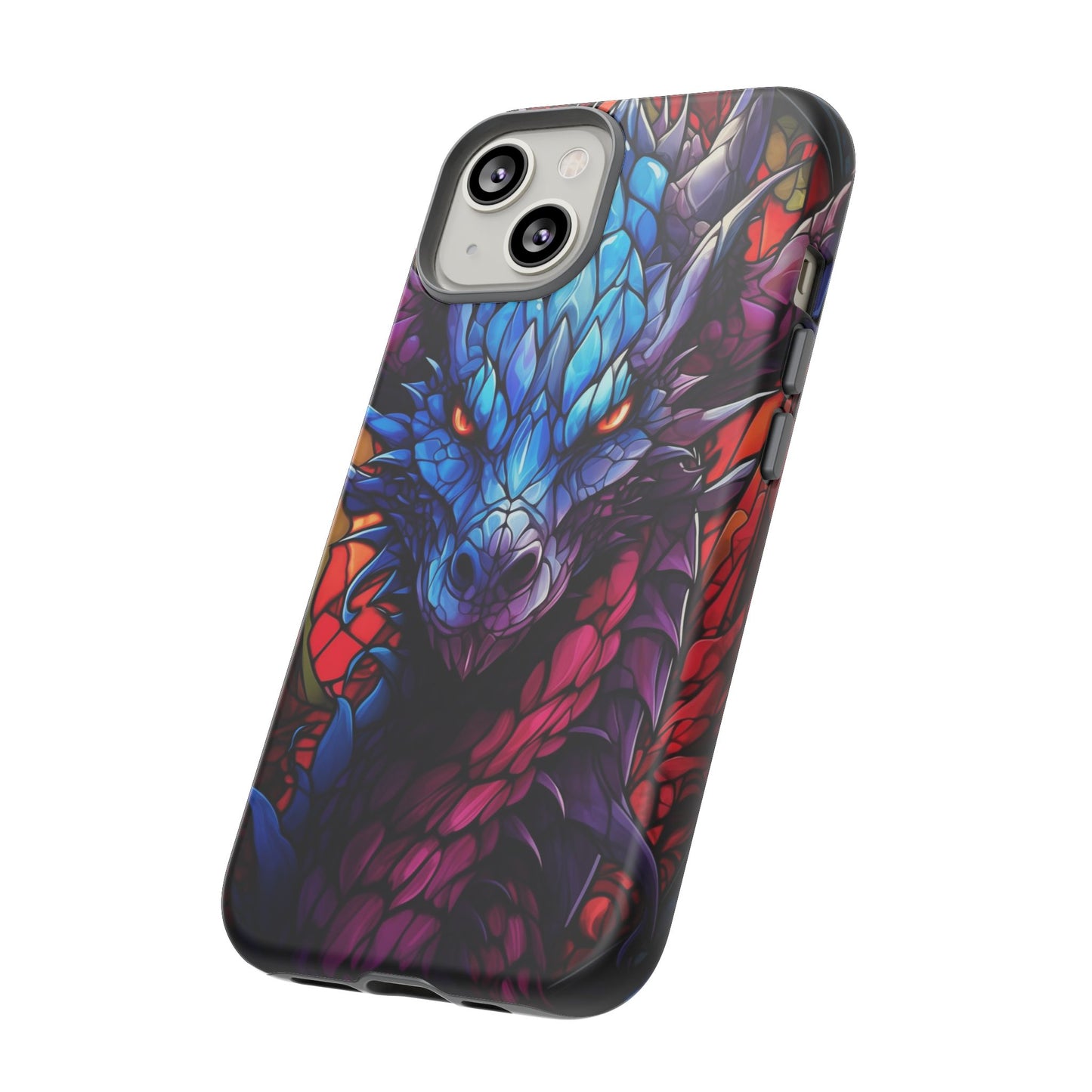 Colorful Blue Dragon Stained Glass Design Phone Case - Tough and Stylish Protection for Your Device, iPhone, Samsung, DND, Fantasy