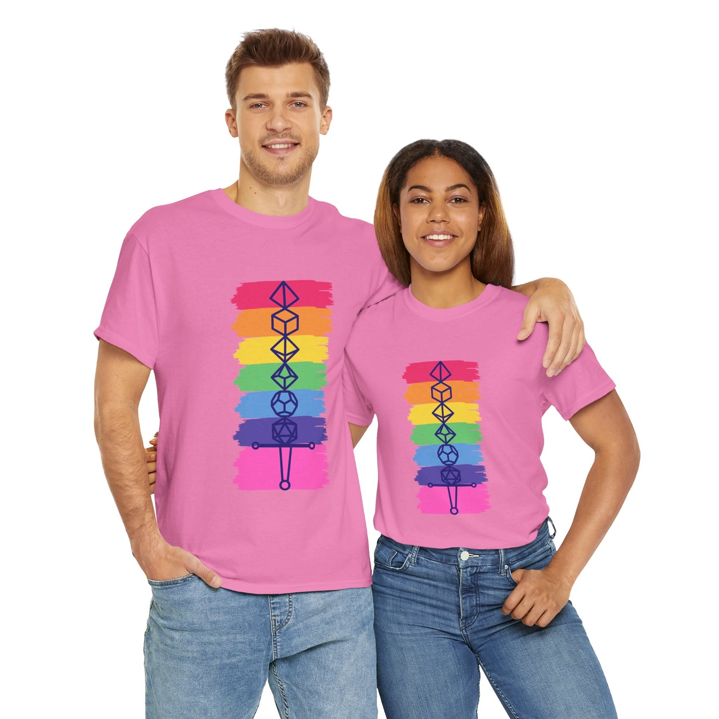 Safe Space Pride Month Rainbow Sword Dungeons and Dragons DND Unisex Heavy Cotton Tee Shirt T-Shirt - RPG, TTRPG, Roleplaying, Geek, Nerd