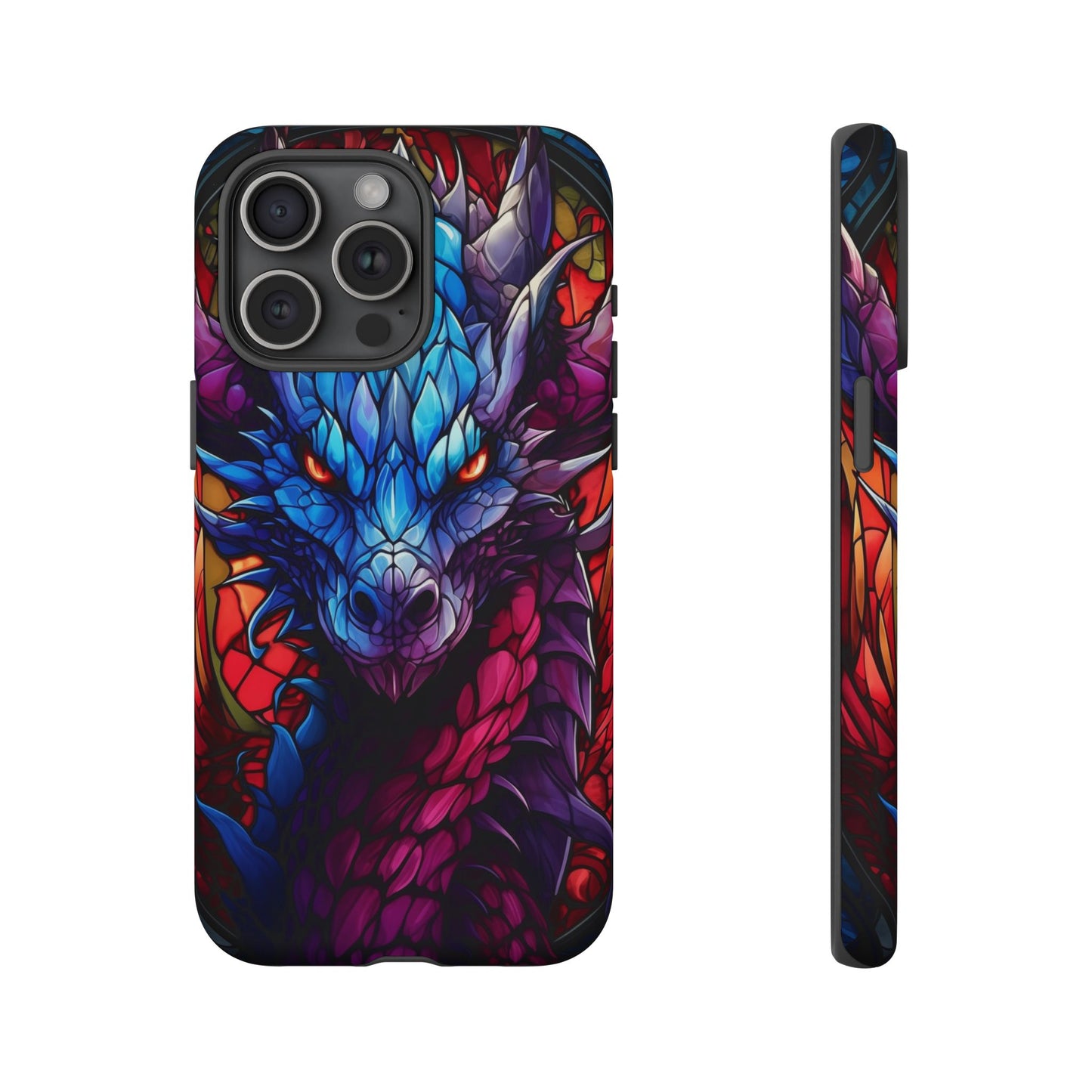 Colorful Blue Dragon Stained Glass Design Phone Case - Tough and Stylish Protection for Your Device, iPhone, Samsung, DND, Fantasy