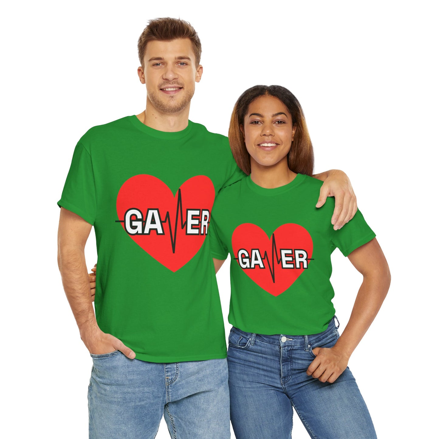 Gamer Heartbeat Lifeline Unisex Heavy Cotton Tee Shirt - Perfect for Gaming Lovers, Video Game, Geek, Nerd, Cardiogram