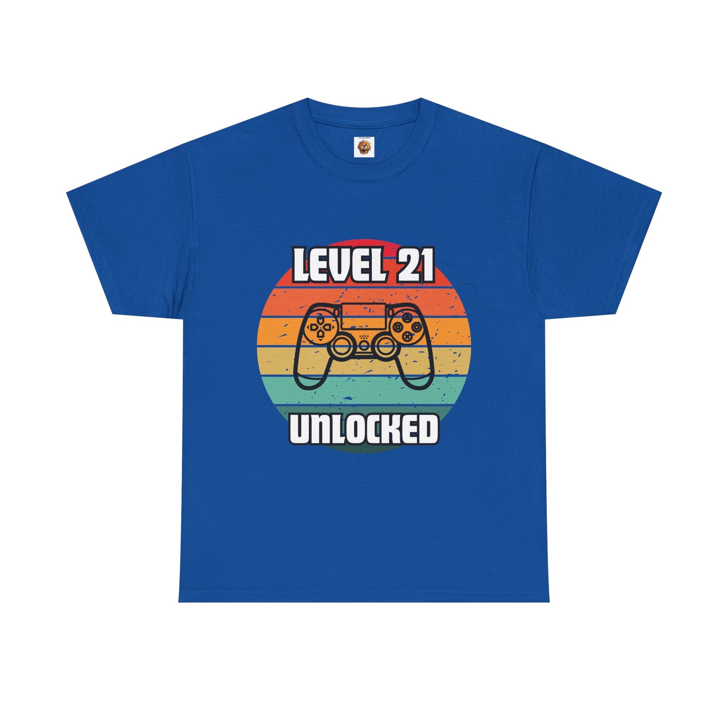 Gaming Level 21 Unlocked Tee - Unisex Heavy Cotton T-Shirt, Video Game, Gamer, Happy Birthday Shirt, Geek, Nerd, Retro