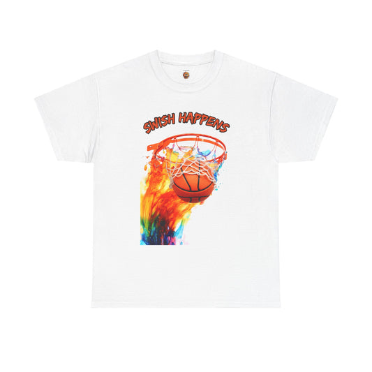 Nothing But Net Colorful Basketball Tee - 'Swish Happens' Unisex Shirt, Sportswear, Gift for Athletes, Casual Outfit, Game Day Apparel, Hoops