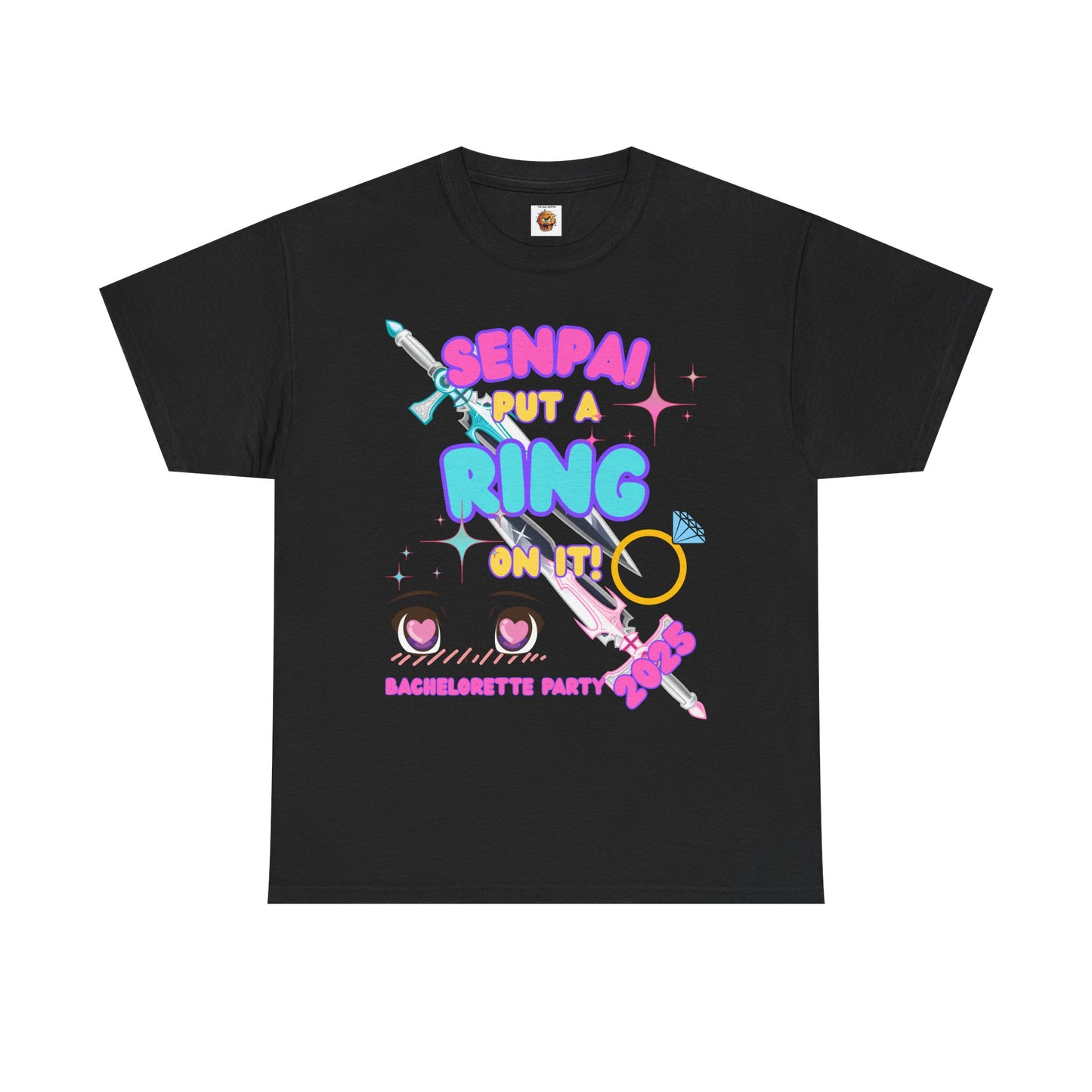 Kawaii Cute Funny Bachelorette Party Tee - "Senpai Put a Ring on It!" Unisex Heavy Cotton T-Shirt, Wedding, Engagement, Anime, Weeb, Otaku, Geek, Nerd