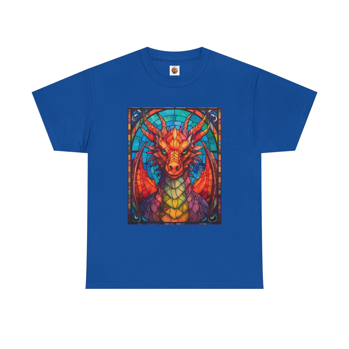 Dungeons And Dragons DND Stained Glass Red Dragon Tee Shirt - Unisex Heavy Cotton T-Shirt for Fantasy Lovers, Geek, Nerd